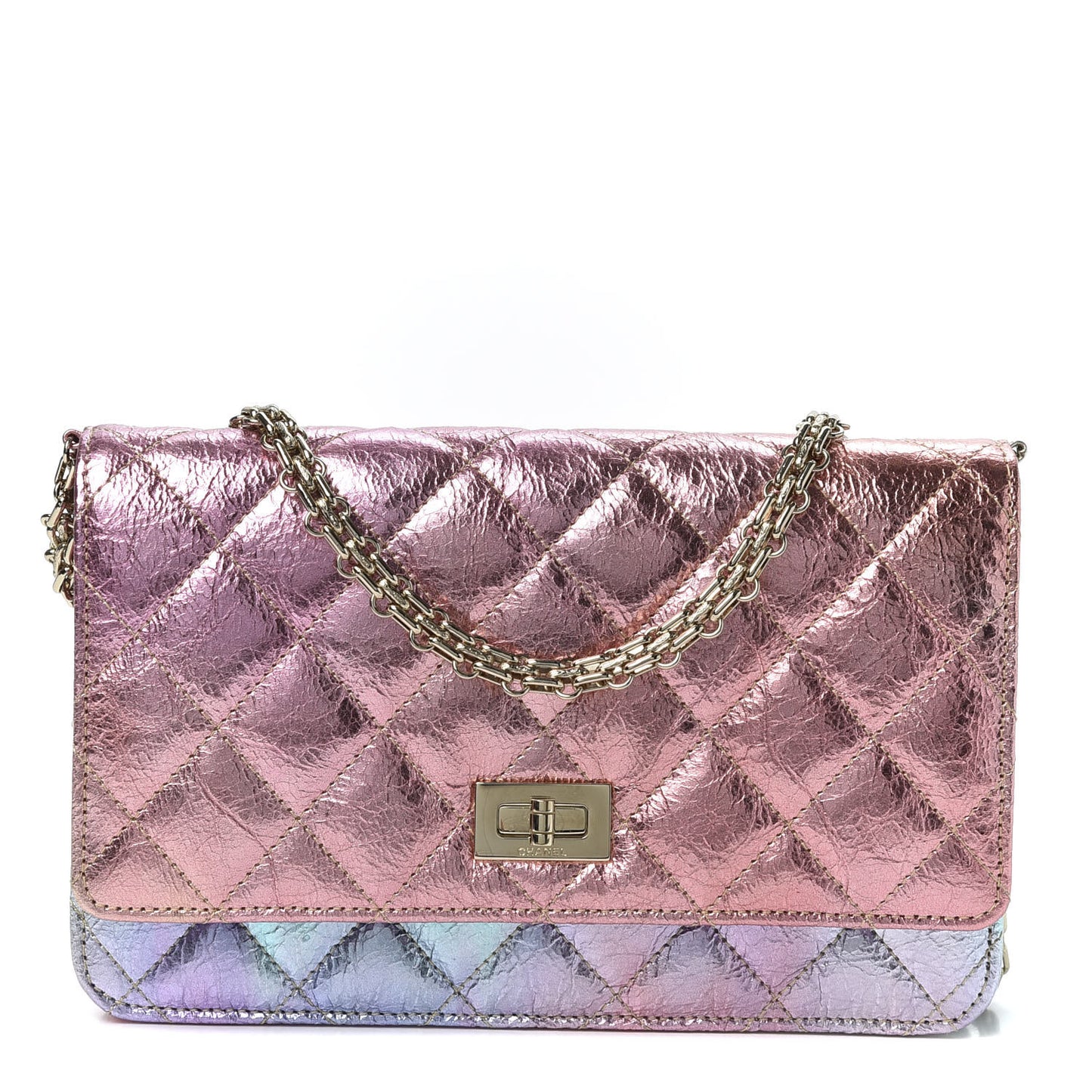 Metallic Goatskin Quilted 2.55 Reissue Wallet on Chain WOC Multicolor