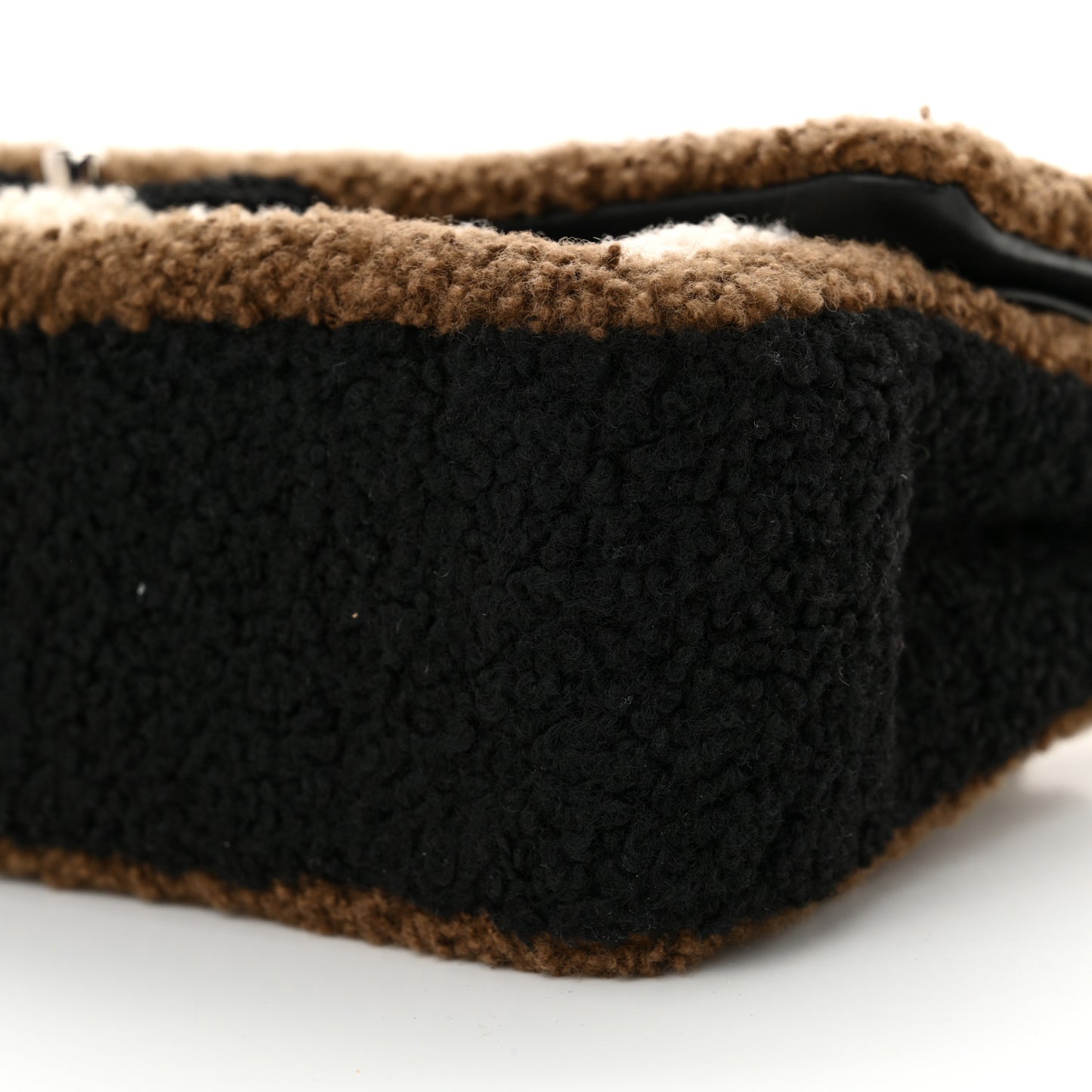 Lambskin Shearling Medium Double Flap Black Brown