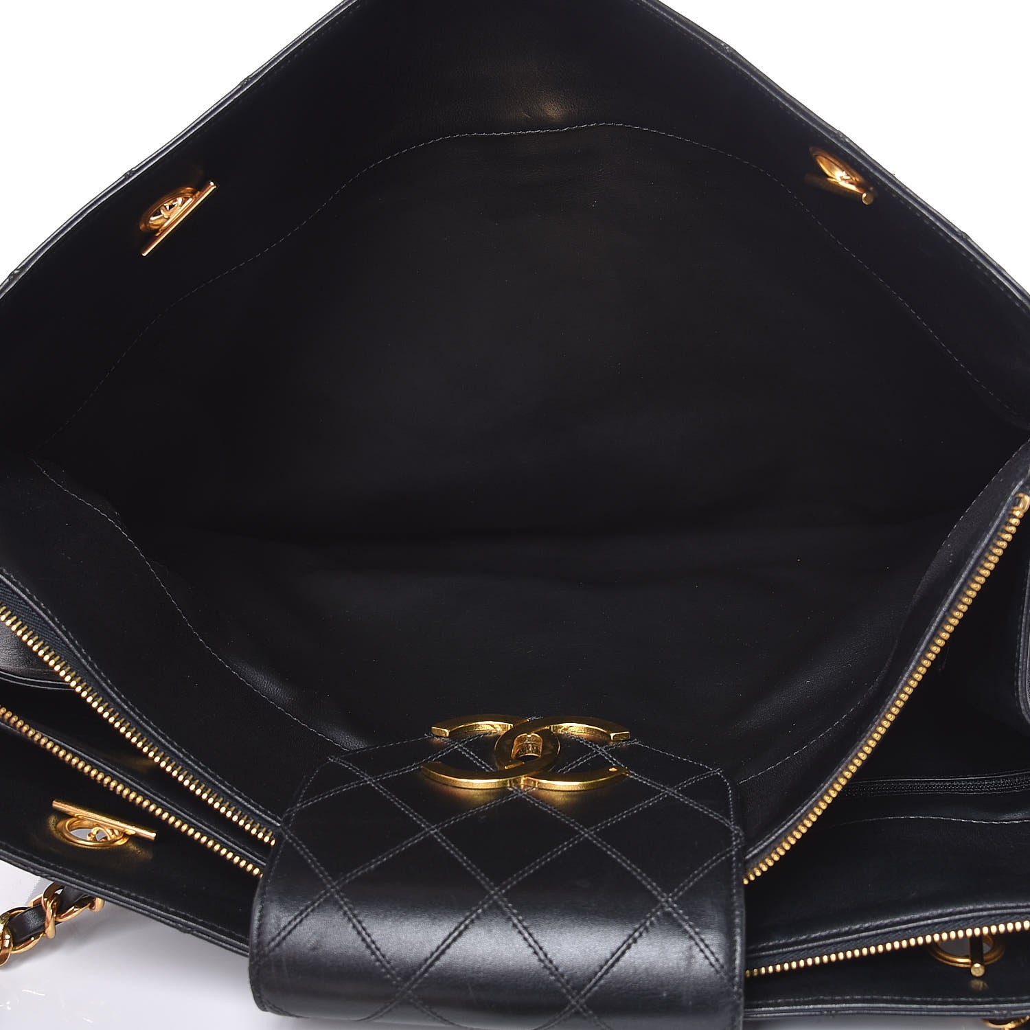 Chanel Calfskin Stitched XL Weekender Black 5 of 13
