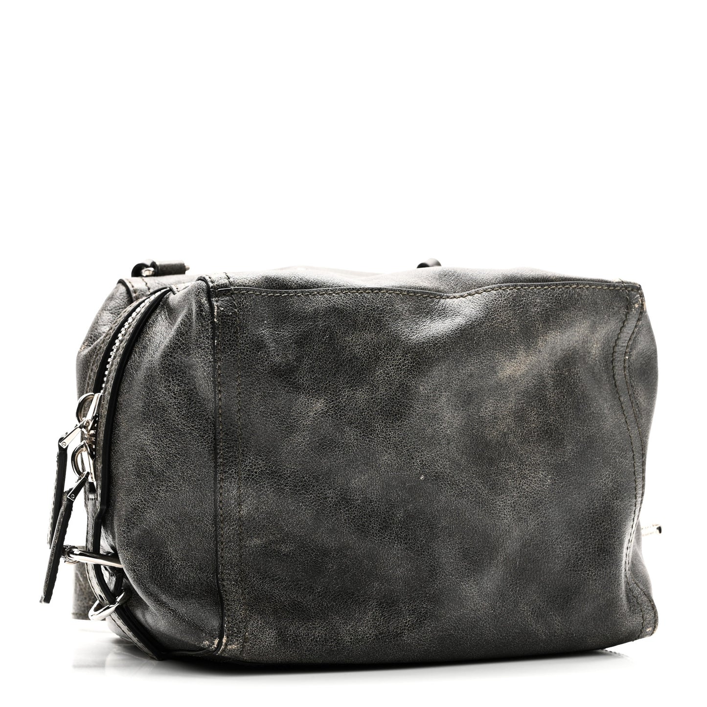 Aged Calfskin Small Pandora Mens Crossbody Black Grey