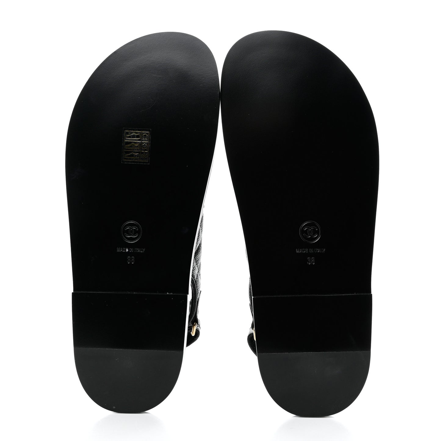 Grained Calfskin Velcro Dad Sandals 38 Black