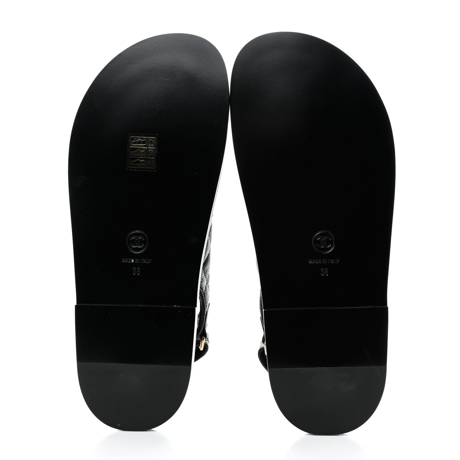 Chanel Grained Calfskin Velcro Dad Sandals 38 Black 5 of 9