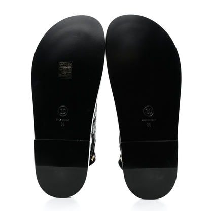 Chanel Grained Calfskin Velcro Dad Sandals 38 Black 5 of 9