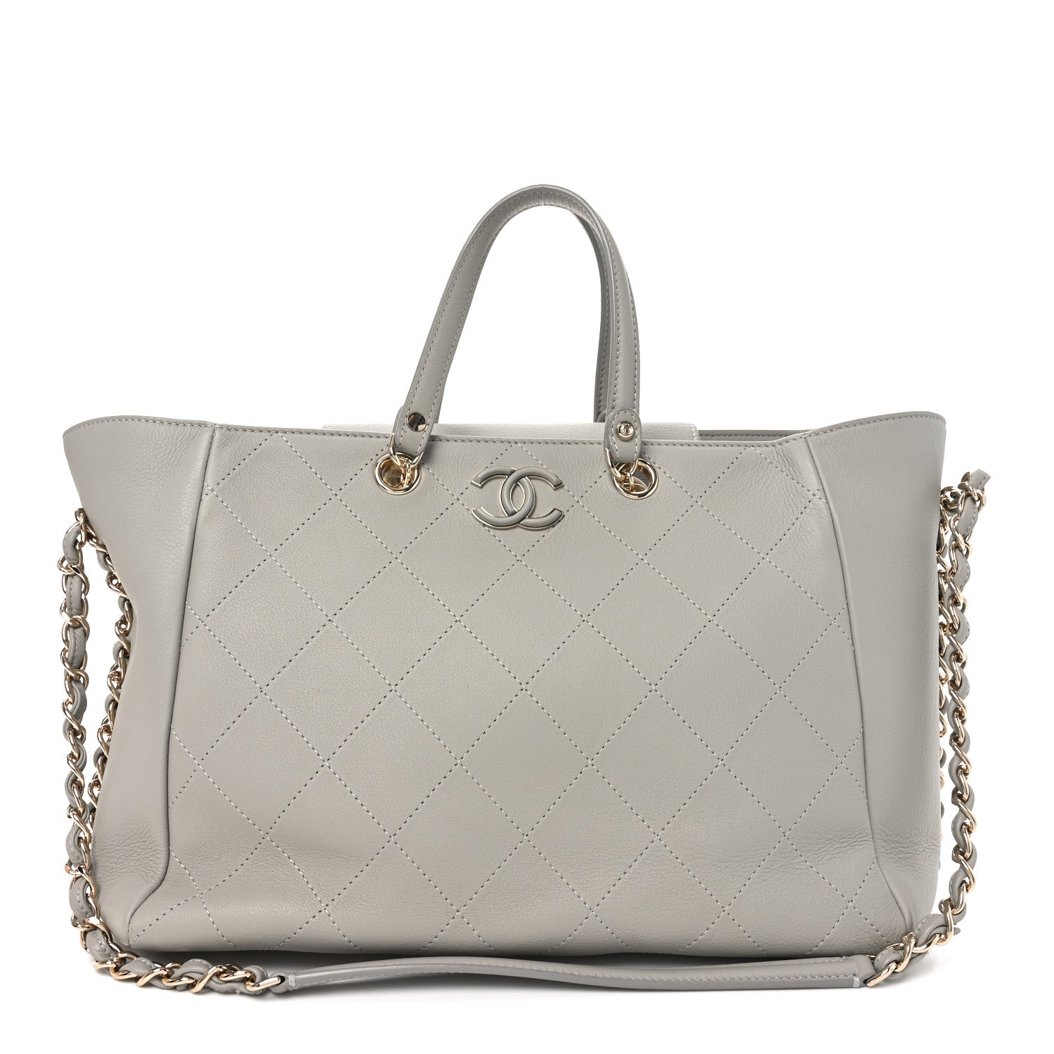 Chanel Bullskin Stitched Medium Shopping Bag Grey 1 of 10