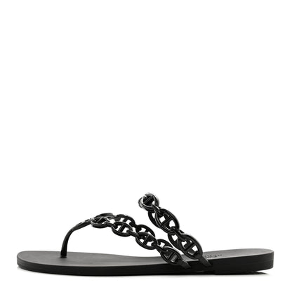 Hermes Rubber Chaine d'Ancre Island Sandals 38 Black 1 of 9