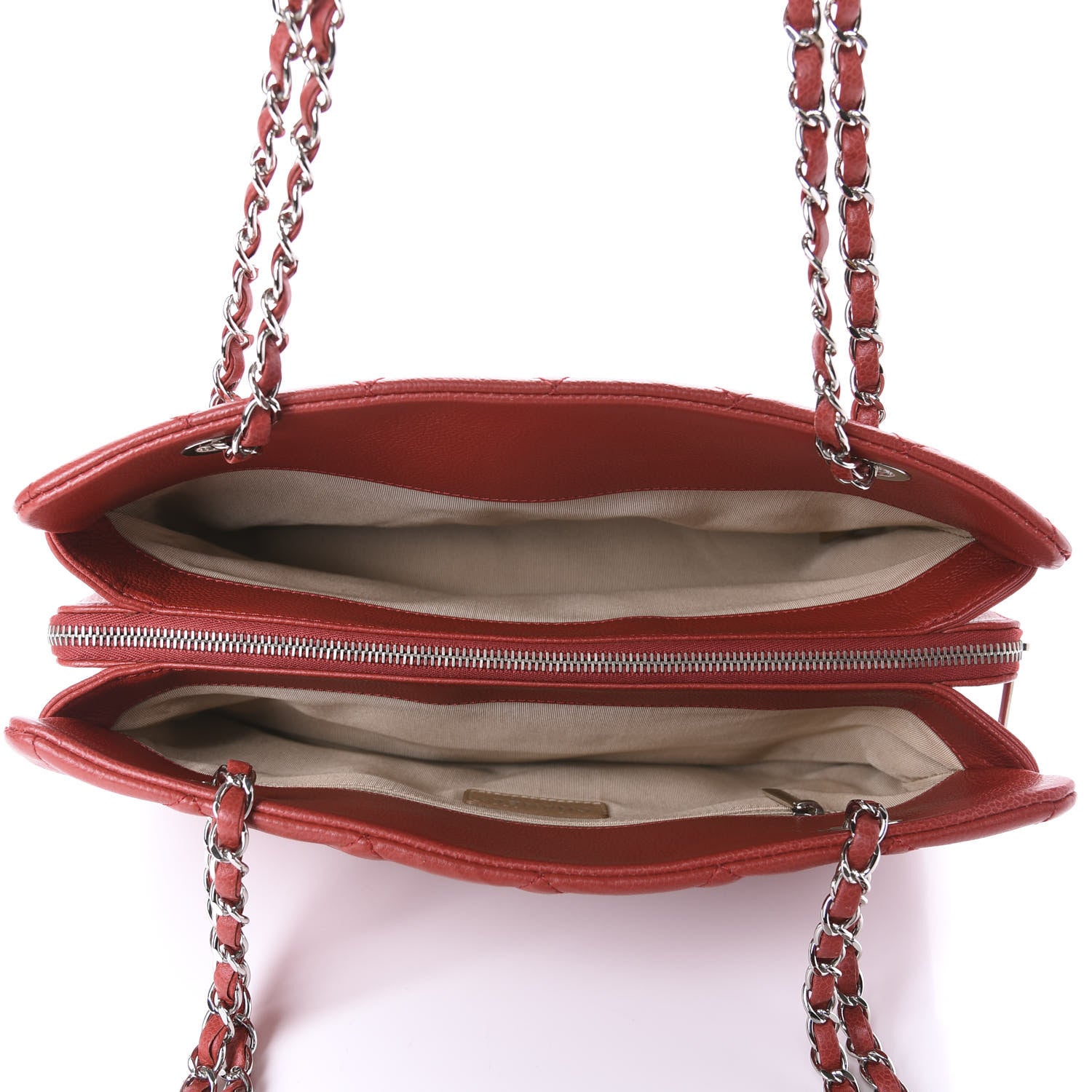 Chanel Caviar Quilted Timeless CC Shopping Tote Red 5 of 11