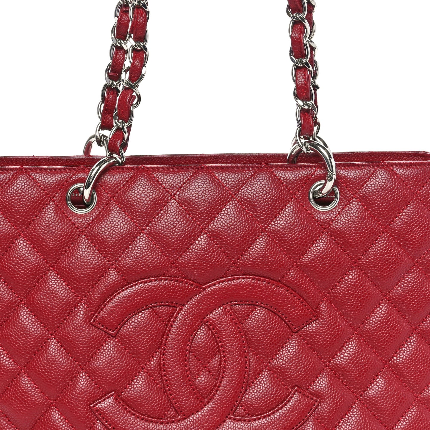 Caviar Quilted Grand Shopping Tote GST Red