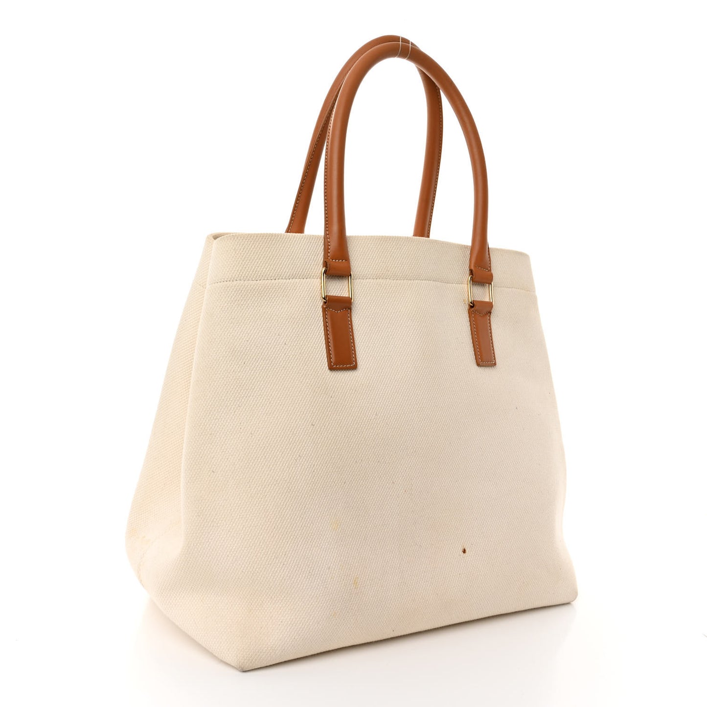 Canvas Calfskin Logo Print Small Horizontal Cabas Natural Tan