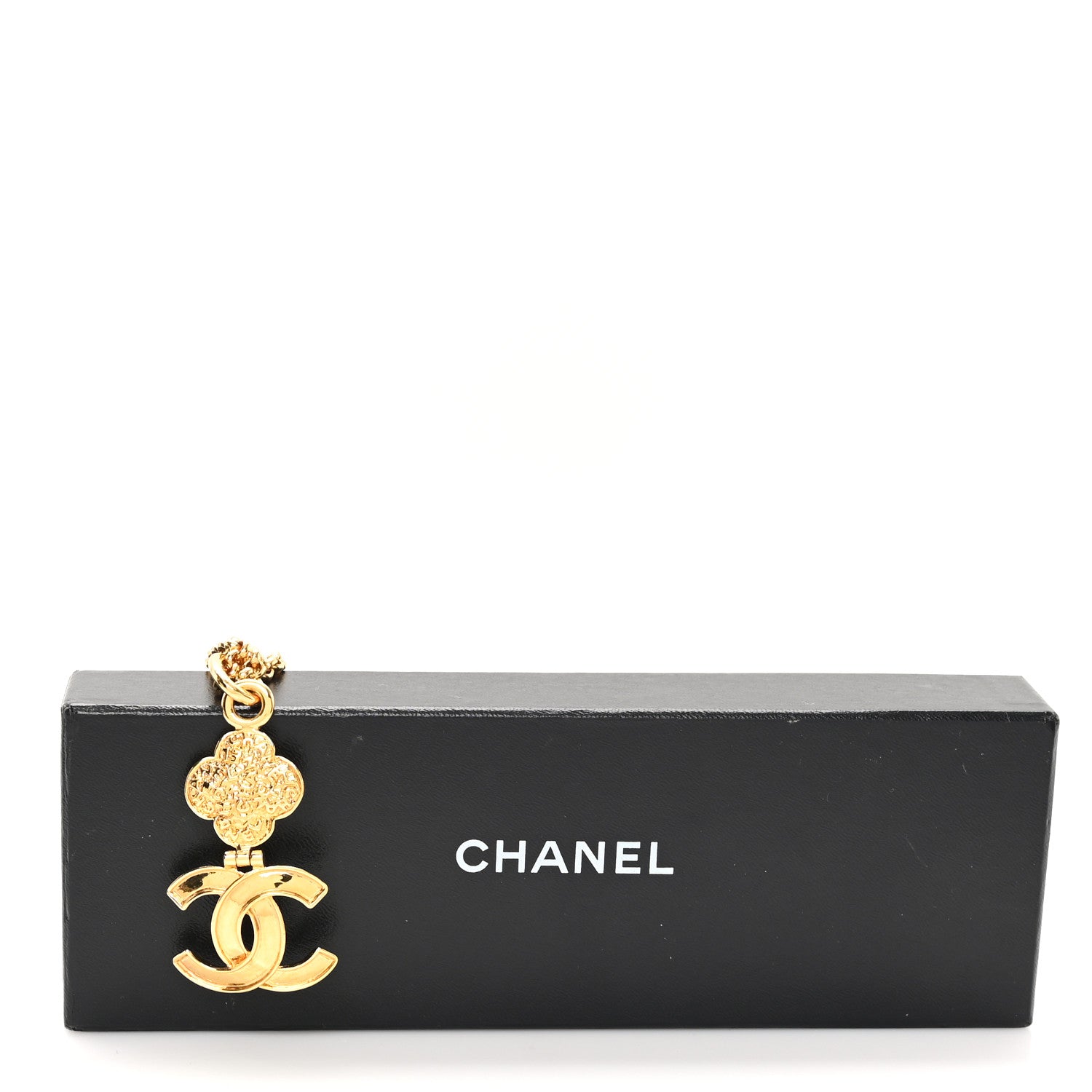 Chanel Metal CC Clover Pendant Necklace Gold 4 of 4