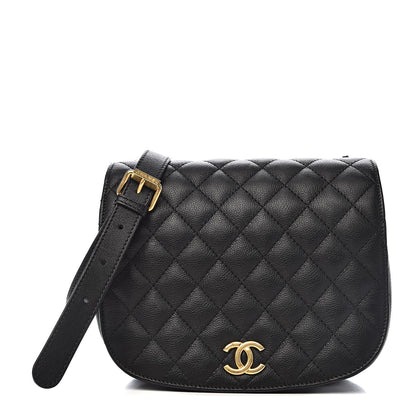 Chanel Grained Calfskin Quilted Messenger Flap Black 1 of 10