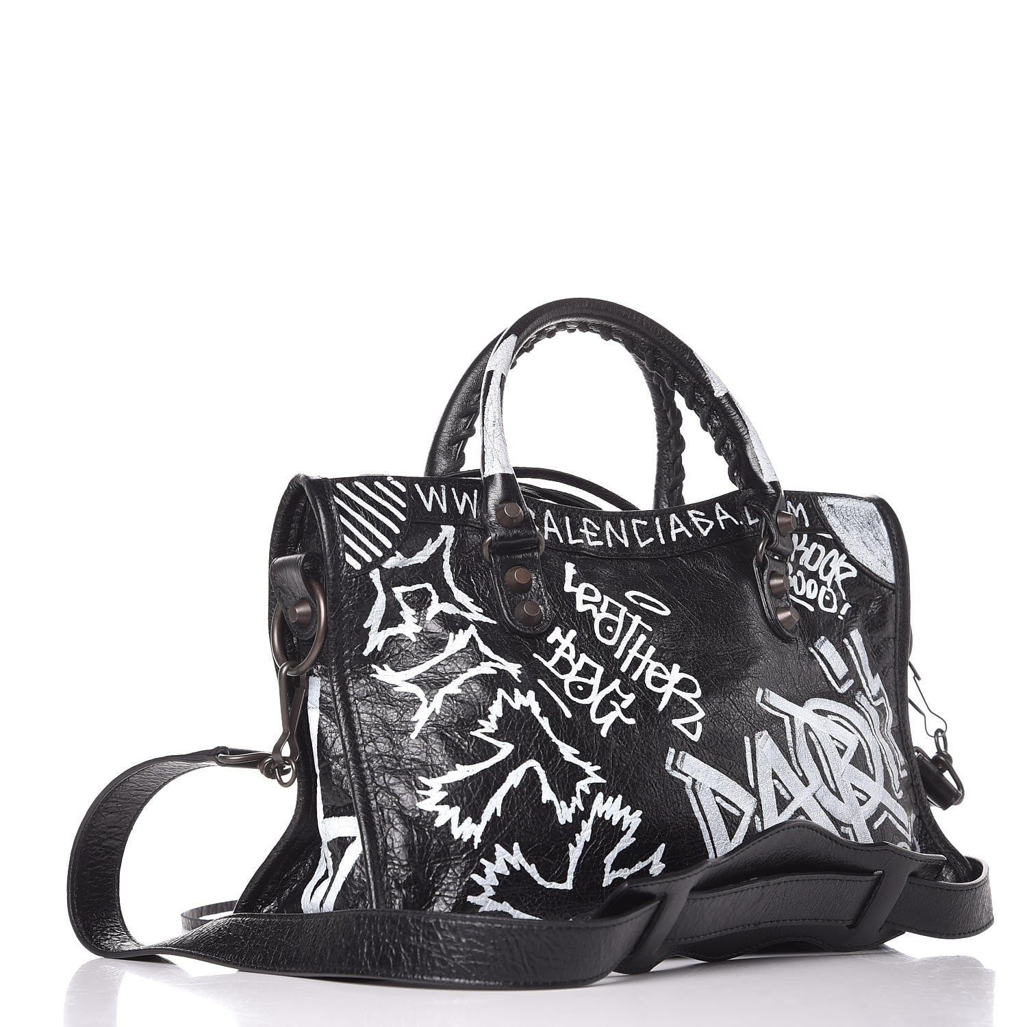 Balenciaga Agneau Classic Hardware Graffiti All Over S City Black 3 of 8