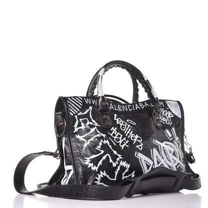Balenciaga Agneau Classic Hardware Graffiti All Over S City Black 3 of 8