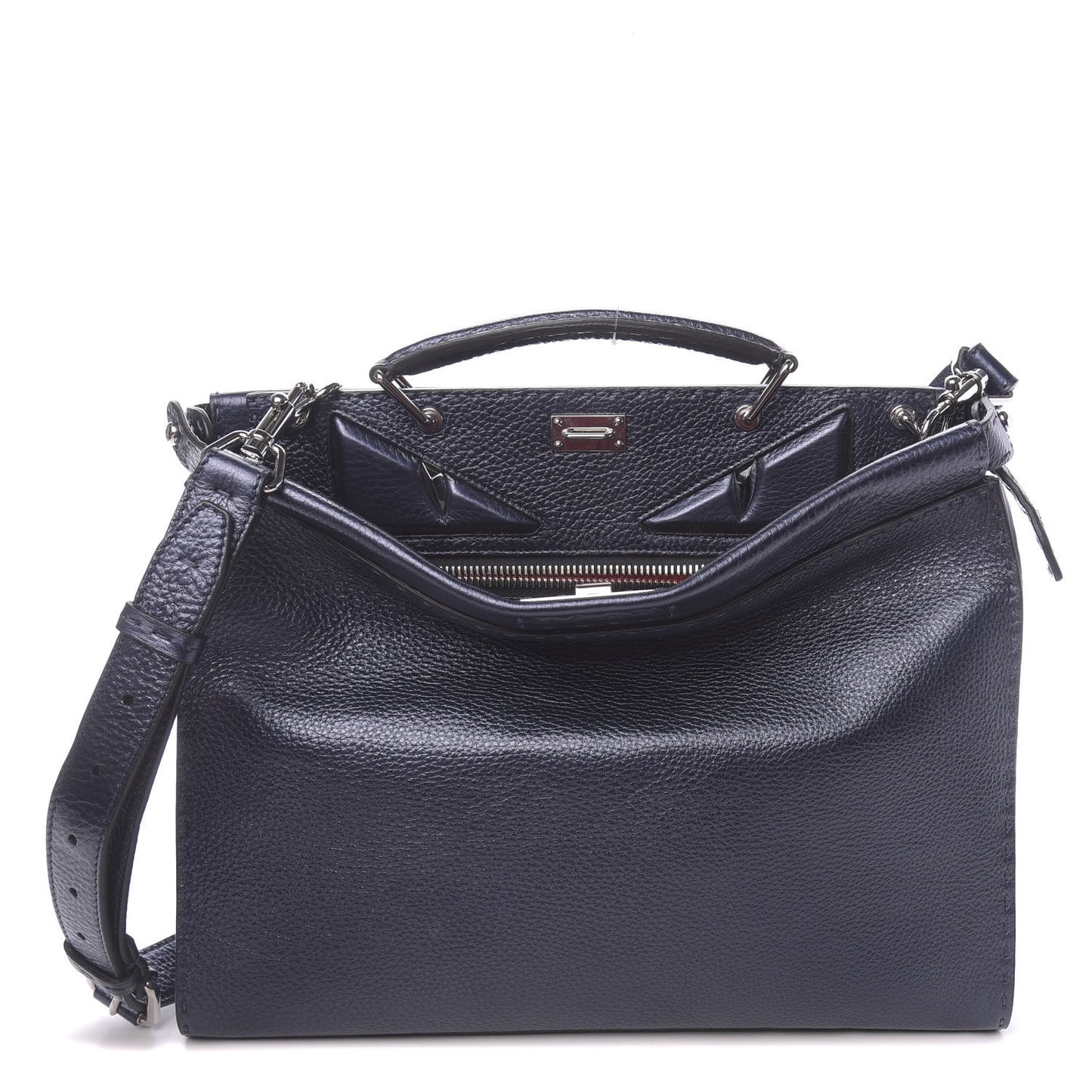 Cuoio Romano Lux Selleria Monster Eyes Embossed Large Peekaboo Iconic Fit Satchel Blue Notte