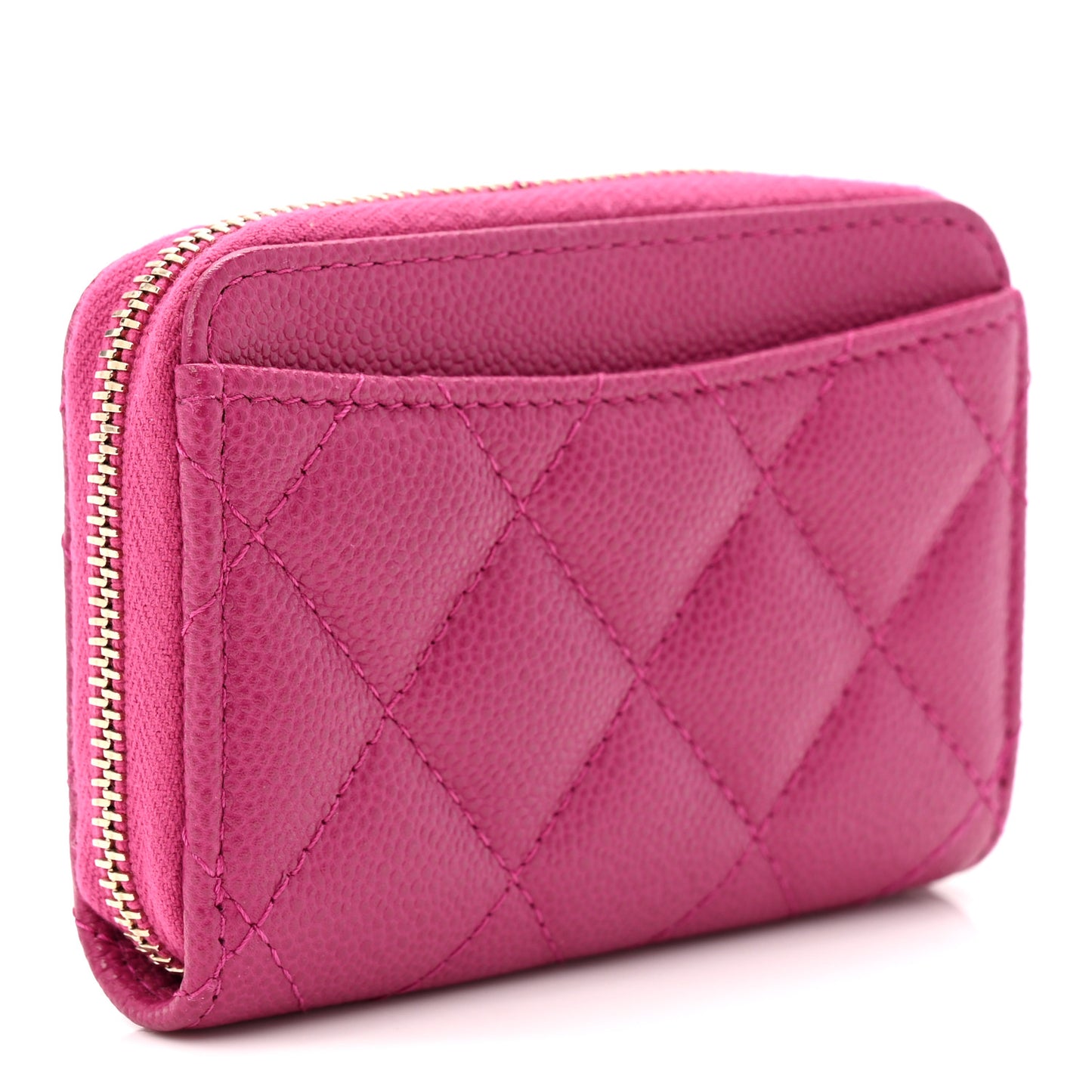 Caviar Quilted Zip Coin Purse Dark Pink