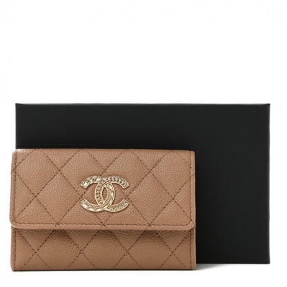 Chanel Caviar Quilted Multi Chain CC Flap Card Holder Beige 2 of 9