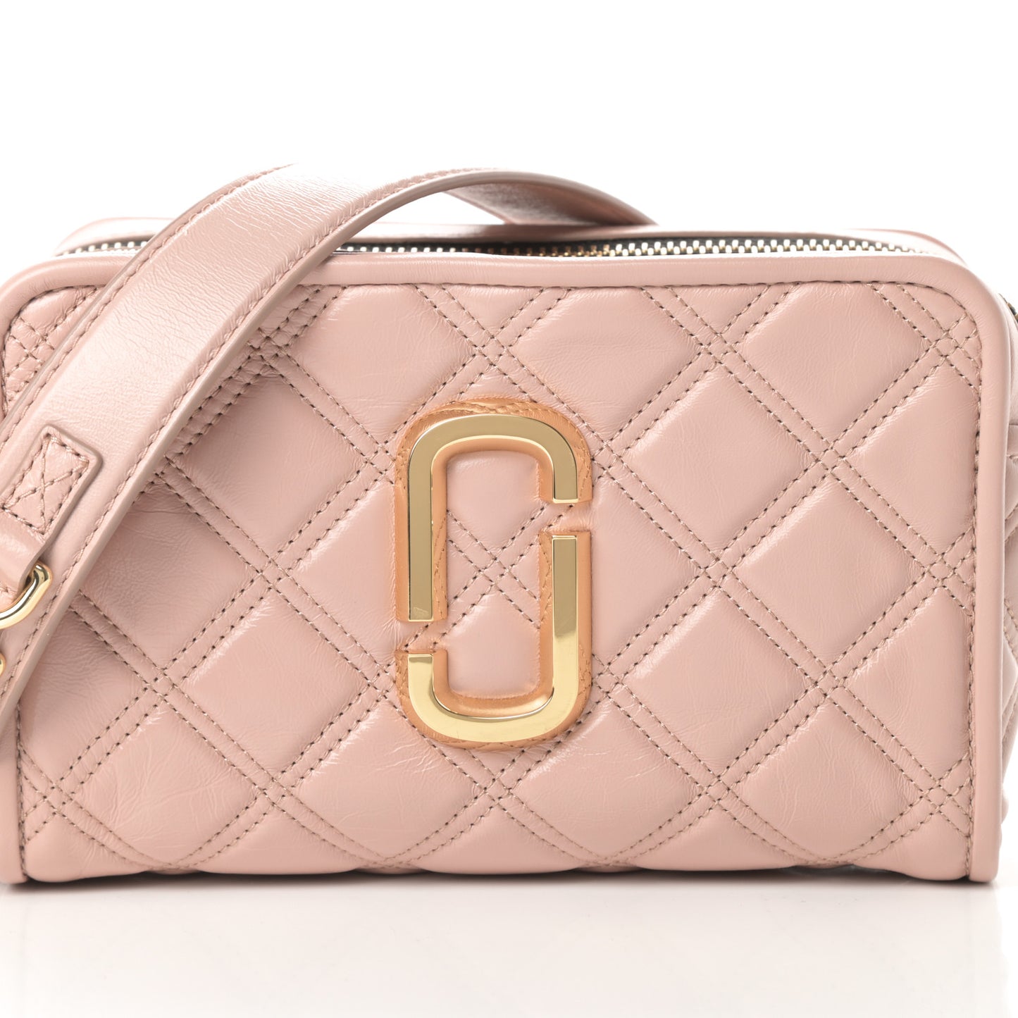 Natural Grain Calfskin Quilted The Softshot 21 Bag Blush