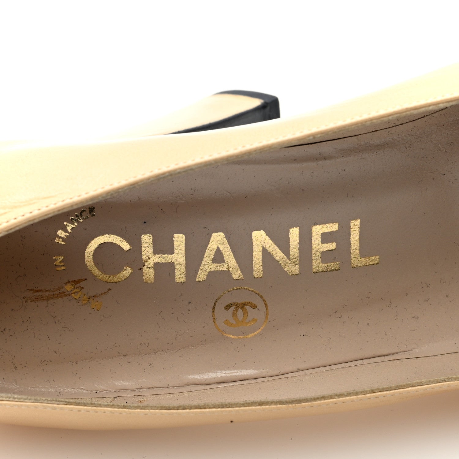 Chanel Lambskin Cap Toe CC Pumps 36.5 Beige Black 9 of 11