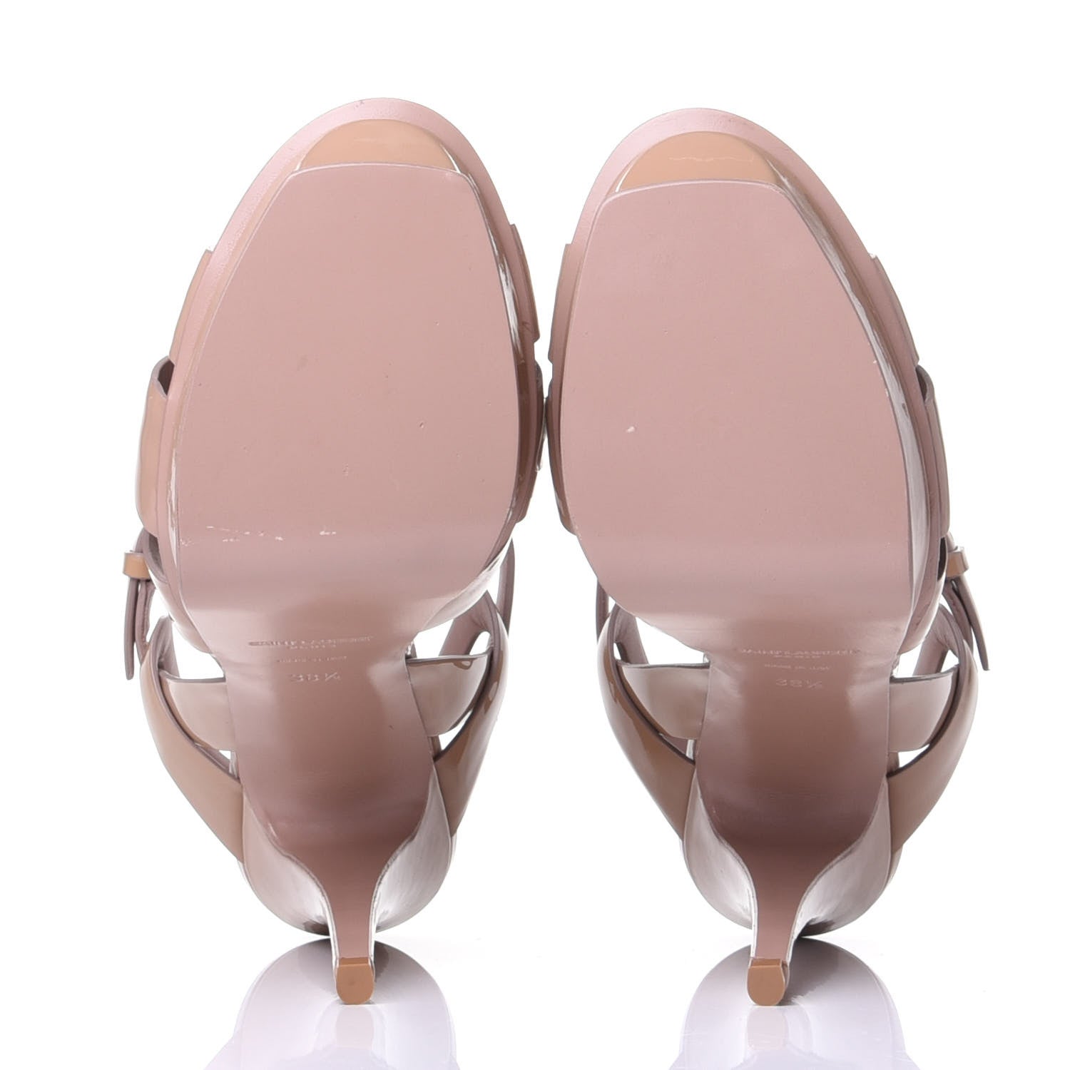 Saint Laurent Patent Tribute 105 Platform Sandals 38.5 Nude Powder 7 of 10