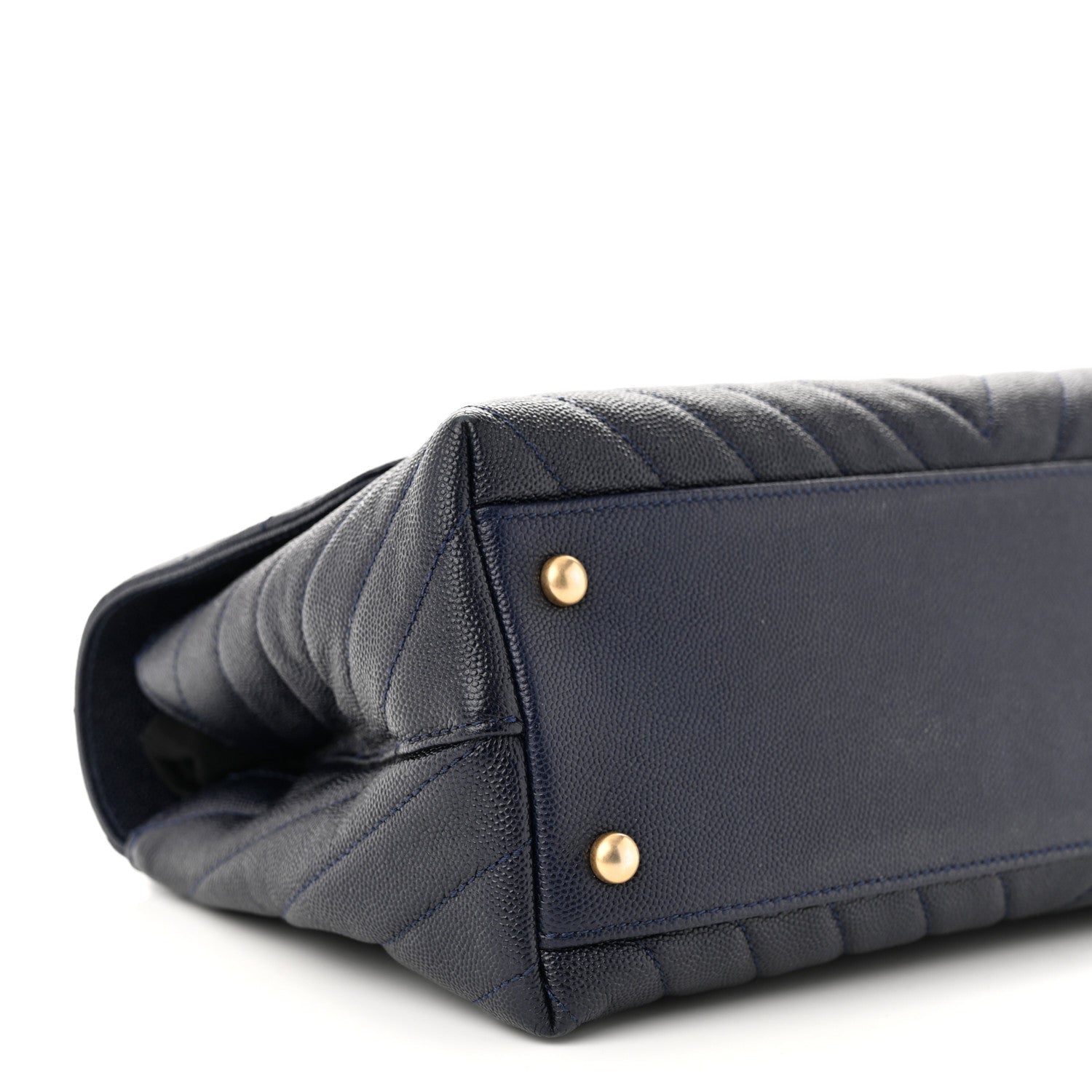 Chanel Caviar Chevron Quilted Small Coco Handle Flap Navy 9 of 10