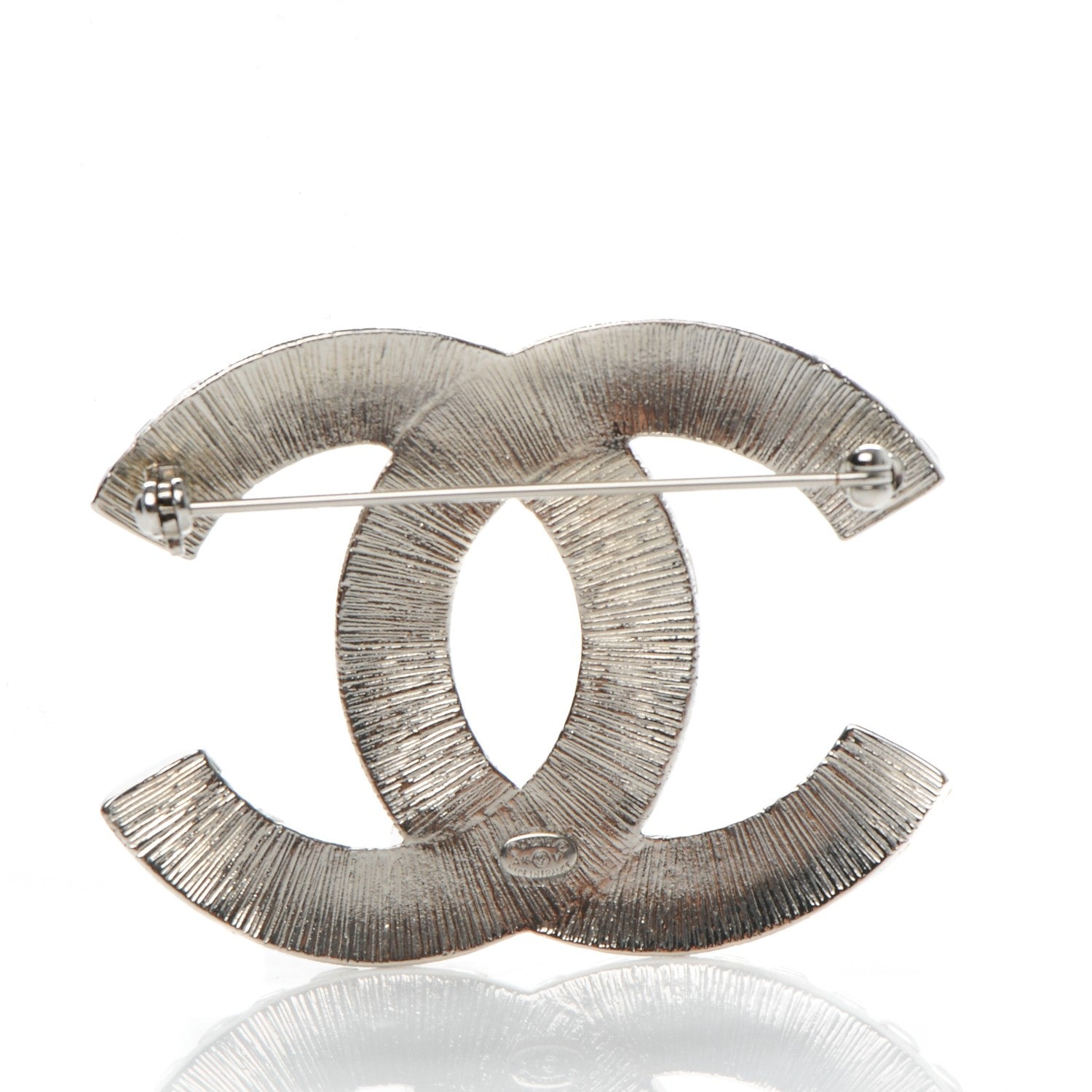 Chanel Baguette Crystal CC Brooch Silver 3 of 4