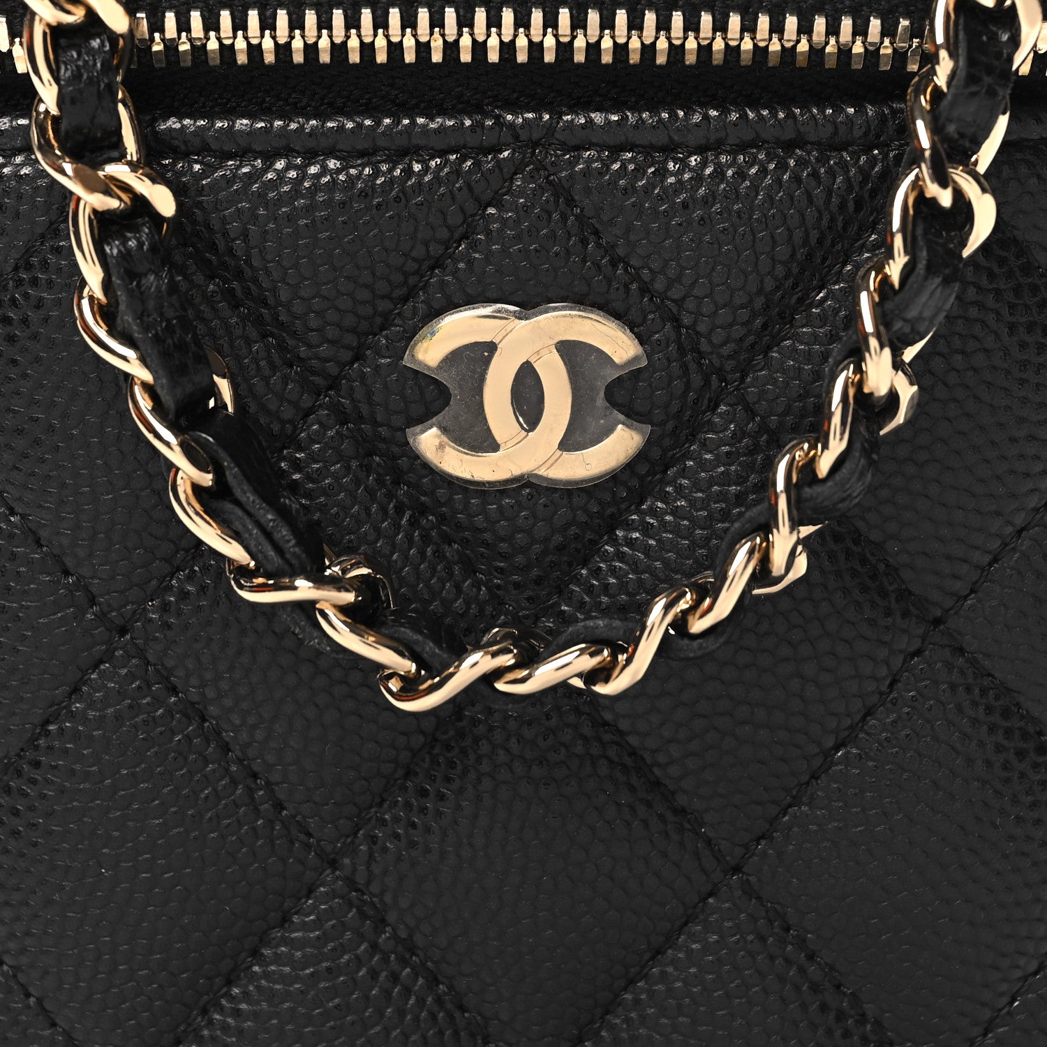 Chanel Caviar Quilted Small Vertical Coco Beauty Vanity Case With Chain Black 8 of 10