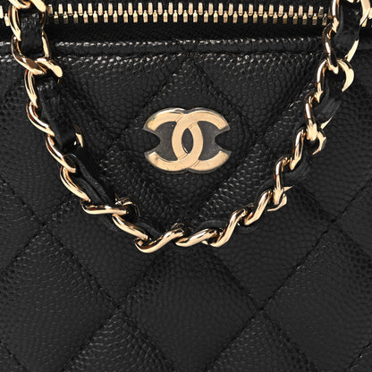 Chanel Caviar Quilted Small Vertical Coco Beauty Vanity Case With Chain Black 8 of 10