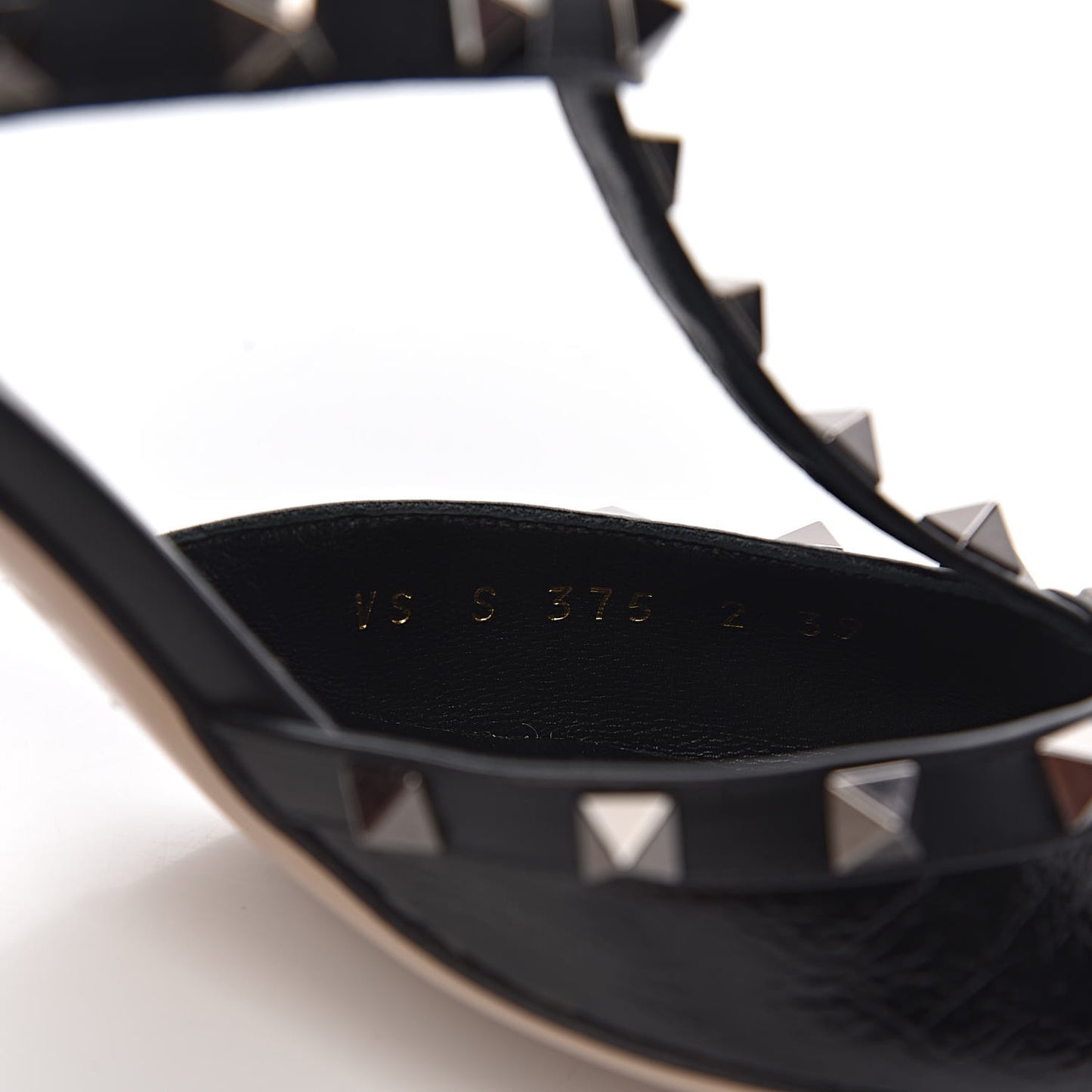 Wrinkled Patent Nappa Rockstud Ankle Strap 65mm Pumps 39 Black