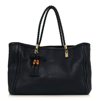 Gucci Pebbled Calfskin Medium Bella Tote Navy 1 of 12
