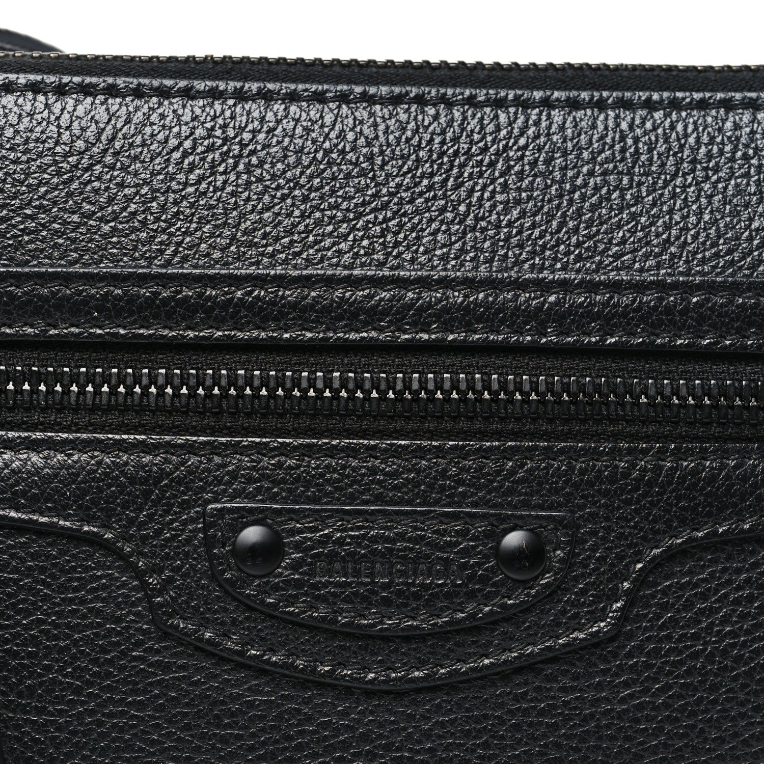 Balenciaga Grained Calfskin Neo Classic Black Hardware Zip Around Crossbody Black 7 of 9