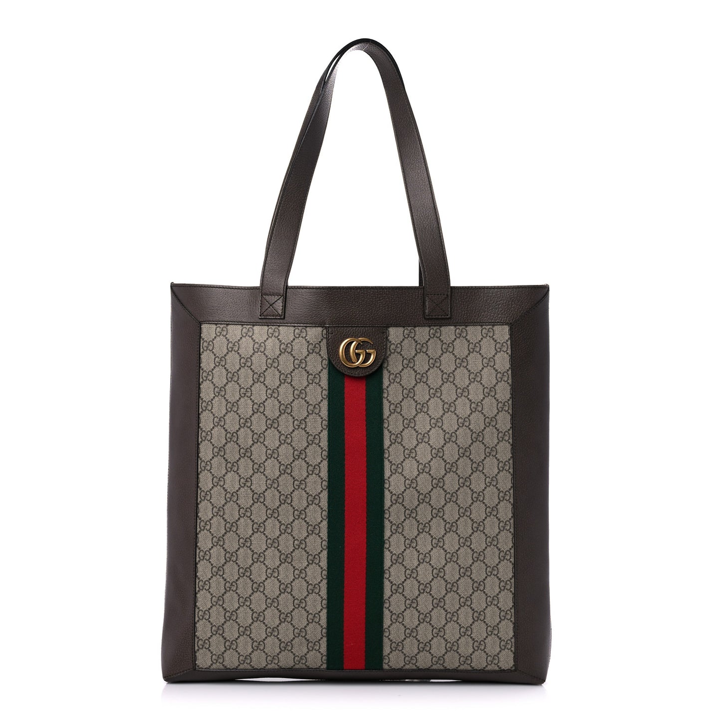GG Supreme Monogram Web Large Ophidia Vertical Shopping Tote Brown