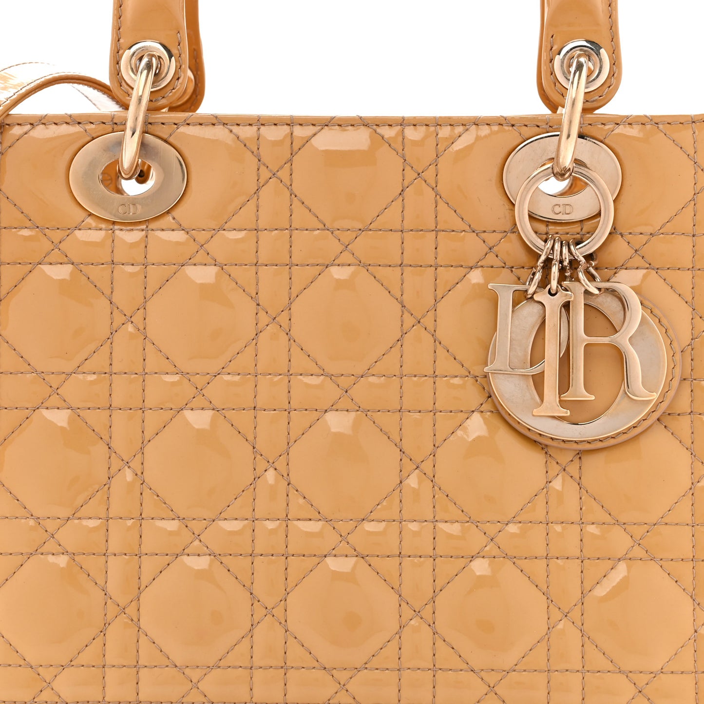 Patent Cannage Medium Lady Dior Beige
