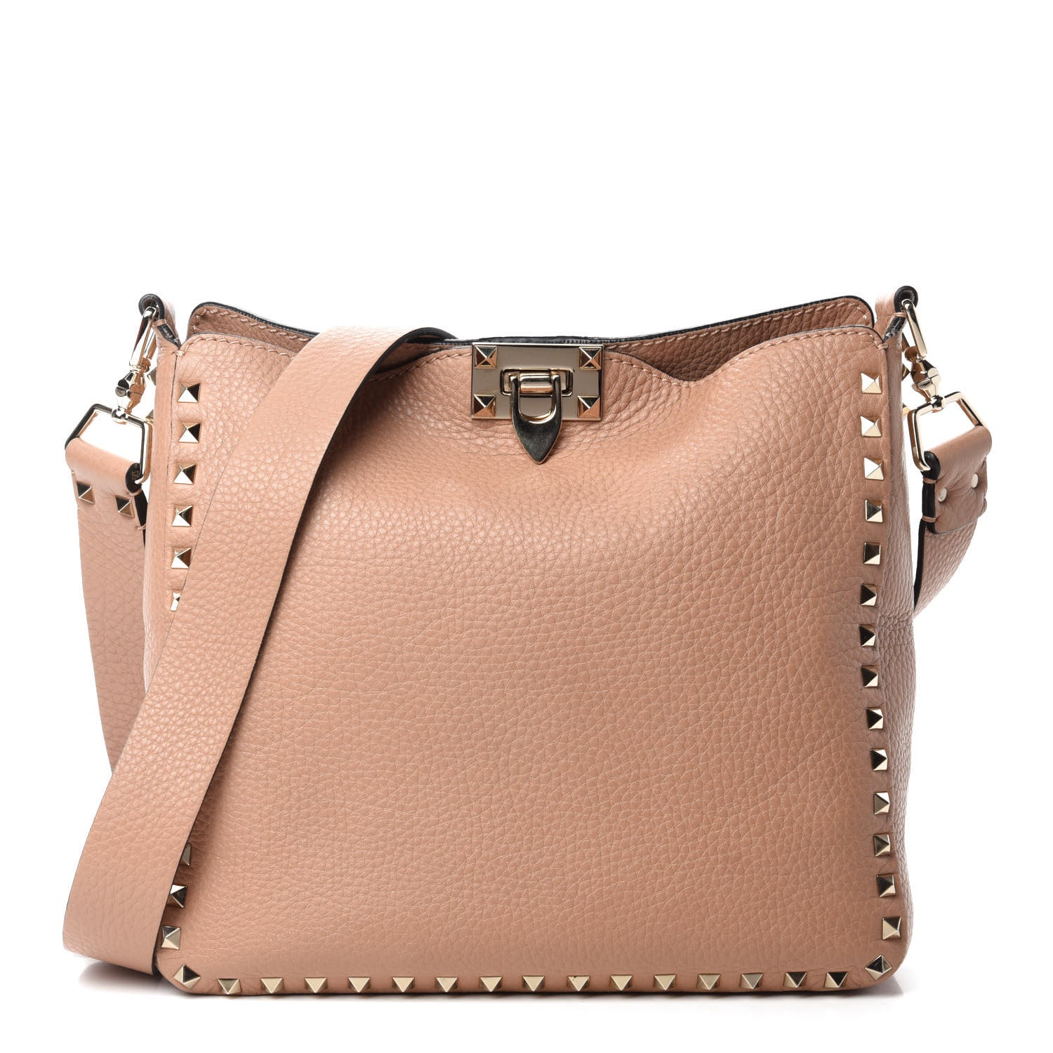 Valentino Garavani Pebbled Calfskin Small Rockstud Flip-Lock Messenger Bag Skin Sorbet 1 of 10