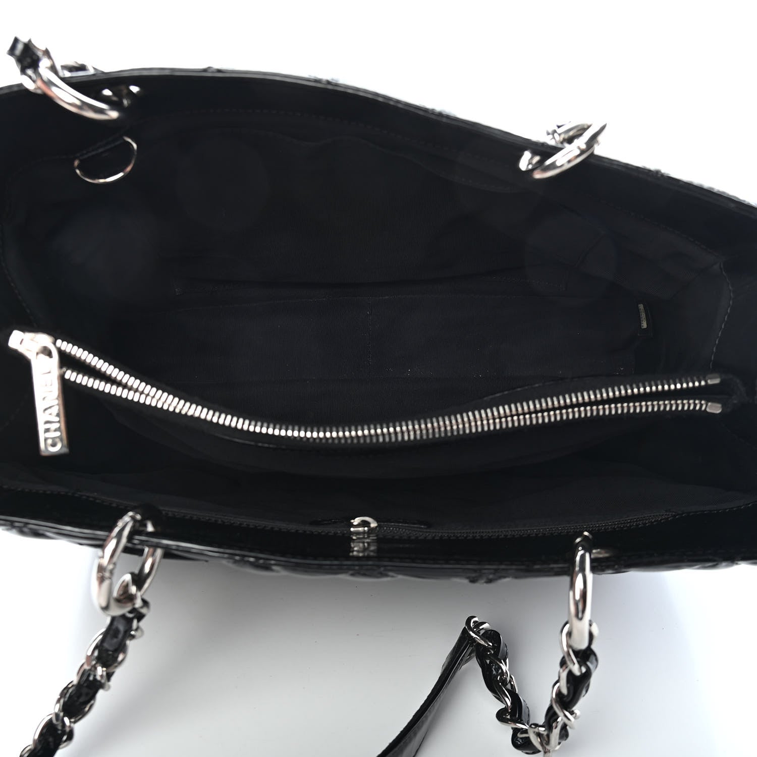 Chanel Patent Quilted Grand Shopping Tote GST Black 5 of 14