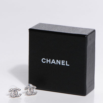 Chanel Crystal Timeless CC Earrings Silver 5 of 5