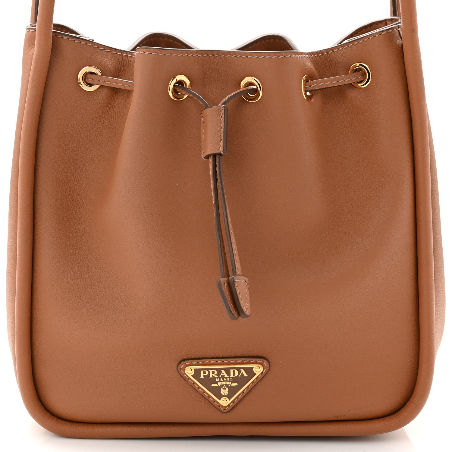 Prada Soft Calfskin Mini Darling Bucket Bag Caramel 7 of 10