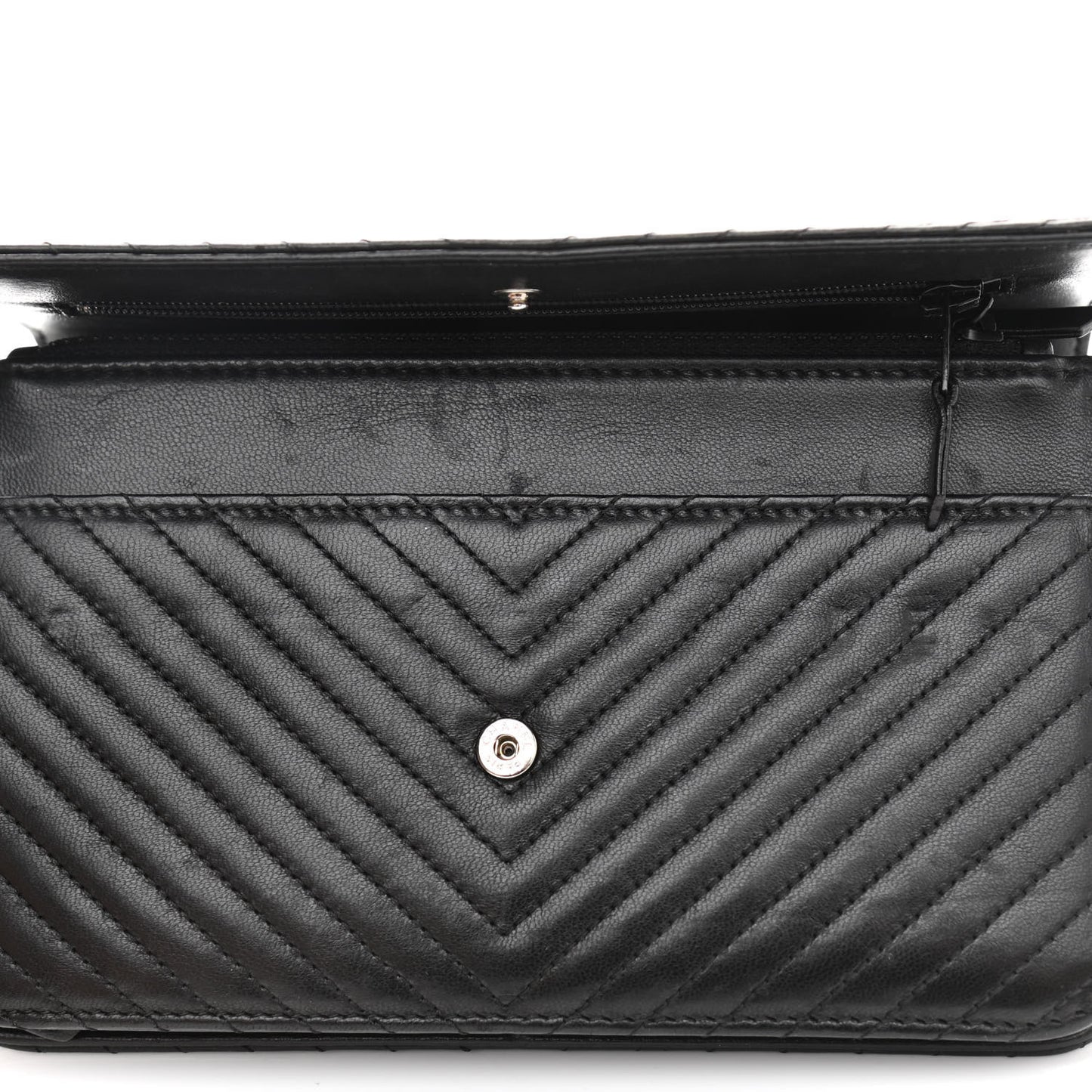 Lambskin Chevron Quilted Wallet On Chain WOC So Black