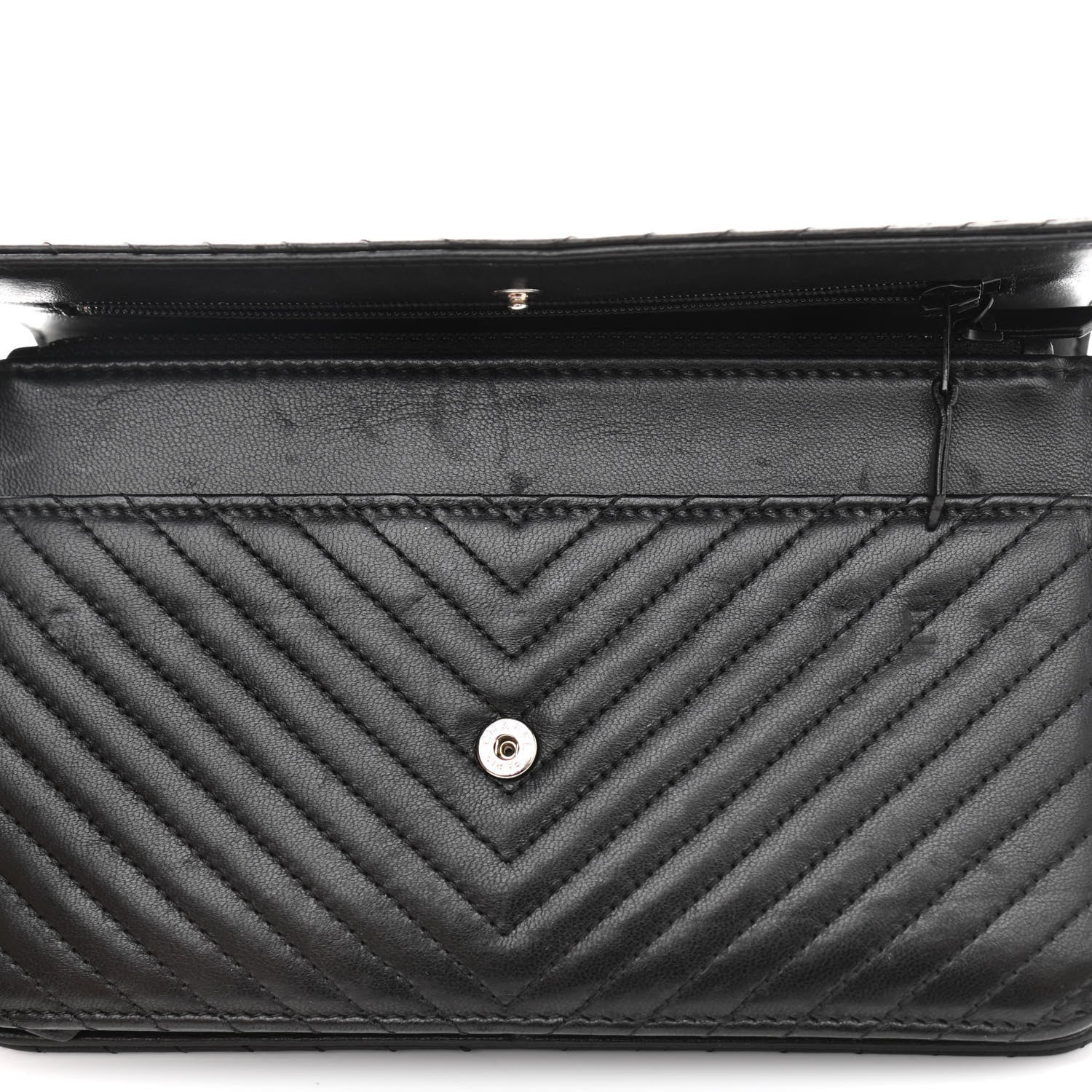Chanel Lambskin Chevron Quilted Wallet On Chain WOC So Black 12 of 13