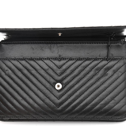Chanel Lambskin Chevron Quilted Wallet On Chain WOC So Black 12 of 13