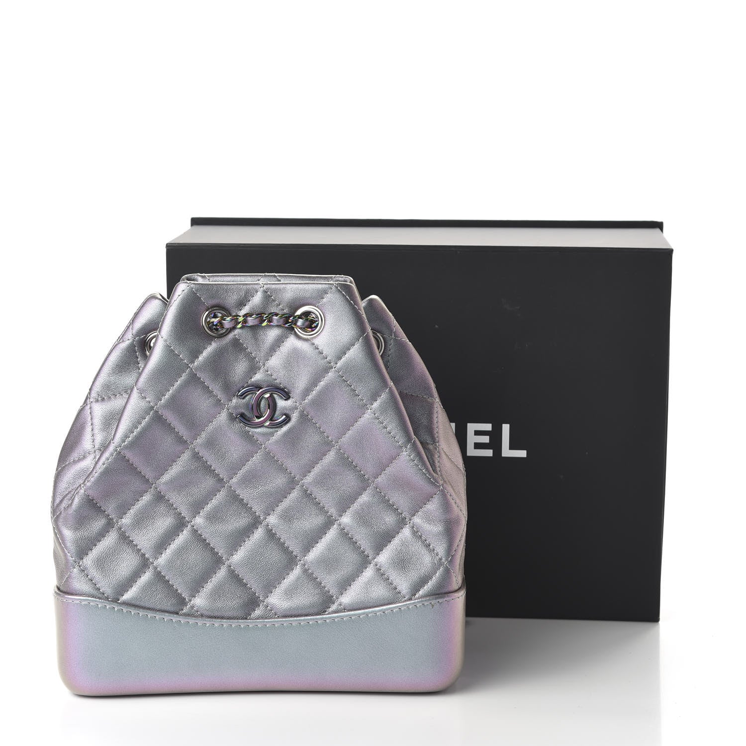 Chanel Iridescent Lambskin Calfskin Small Quilted Gabrielle Backpack Light Purple 10 of 10