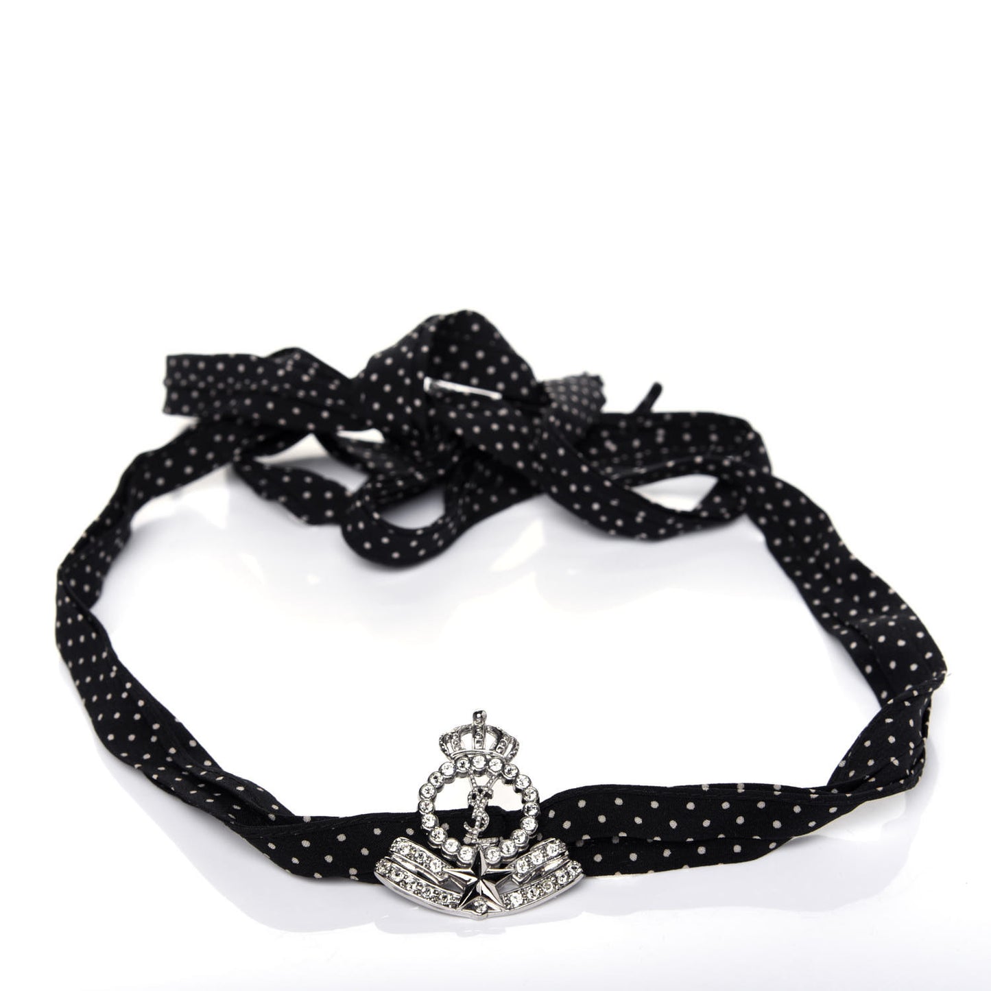 Crystal Crepe Polka Dot Choker Black