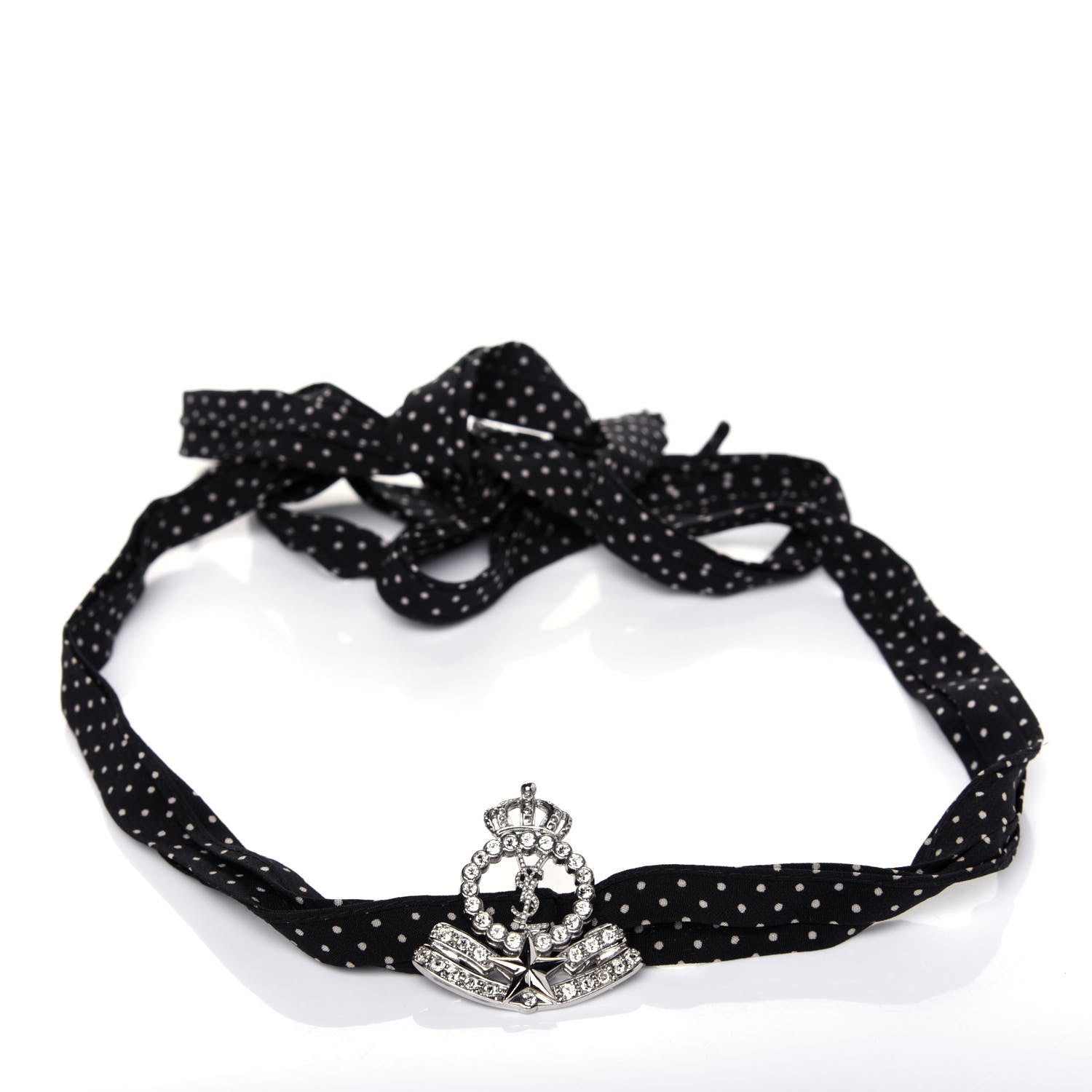 Saint Laurent Crystal Crepe Polka Dot Choker Black 3 of 5