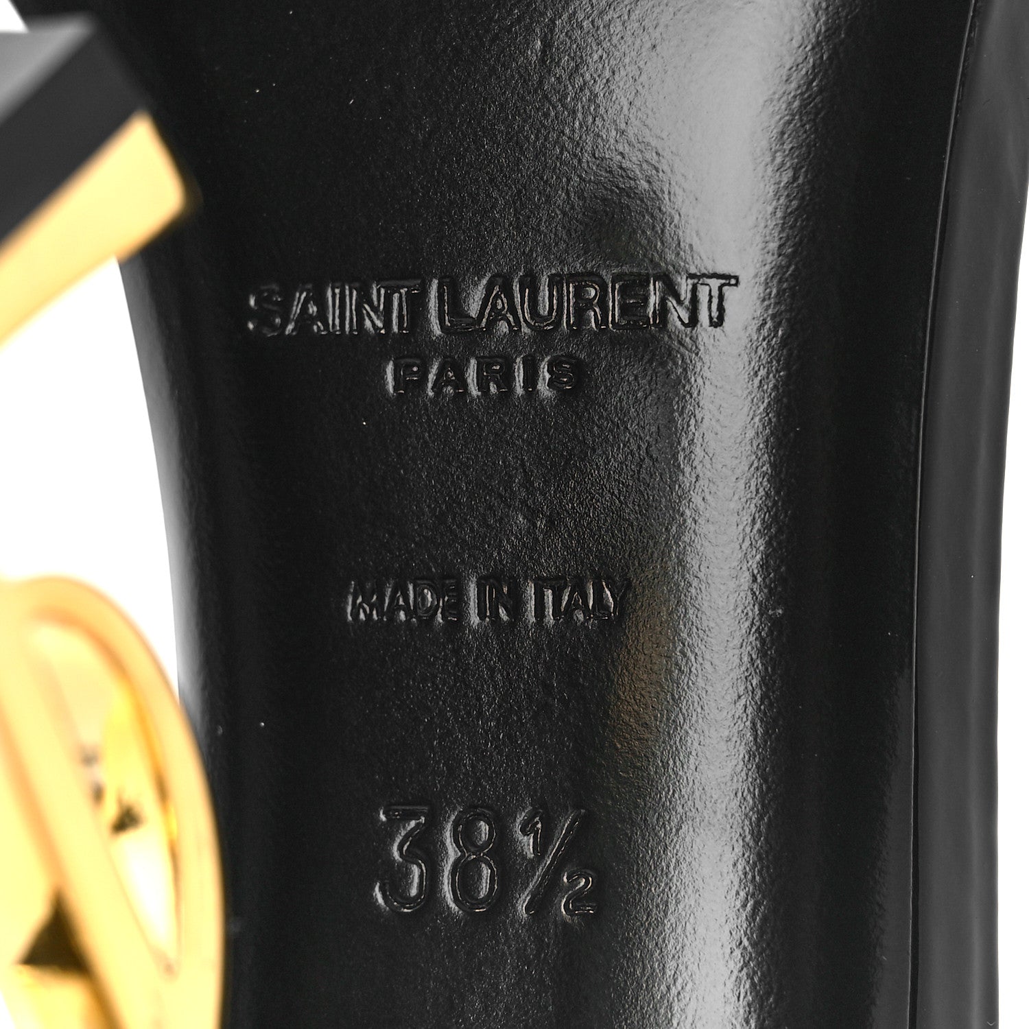 Saint Laurent Patent Calfskin Opyum 110 Sandals 38.5 Black Gold 7 of 9