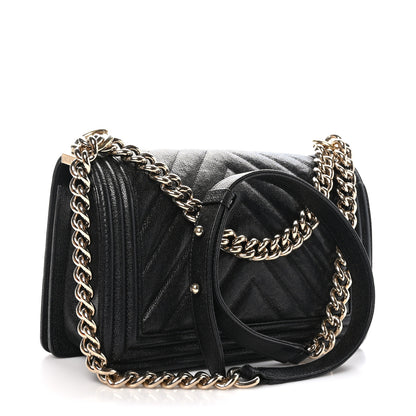 Chanel Caviar Chevron Quilted Medium Boy Flap Black 3 of 10