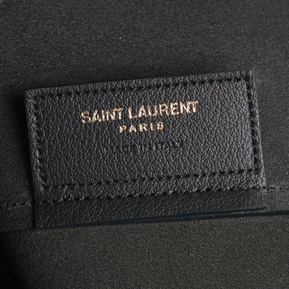 Saint Laurent Calfskin Large Shopping Tote Dark Green 8 of 10