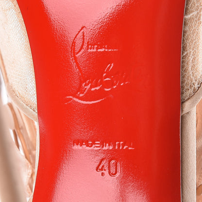 Christian Louboutin Satin Chantilly Lace Hot Jeanbi 100 Pumps 40 Nude 7 of 10
