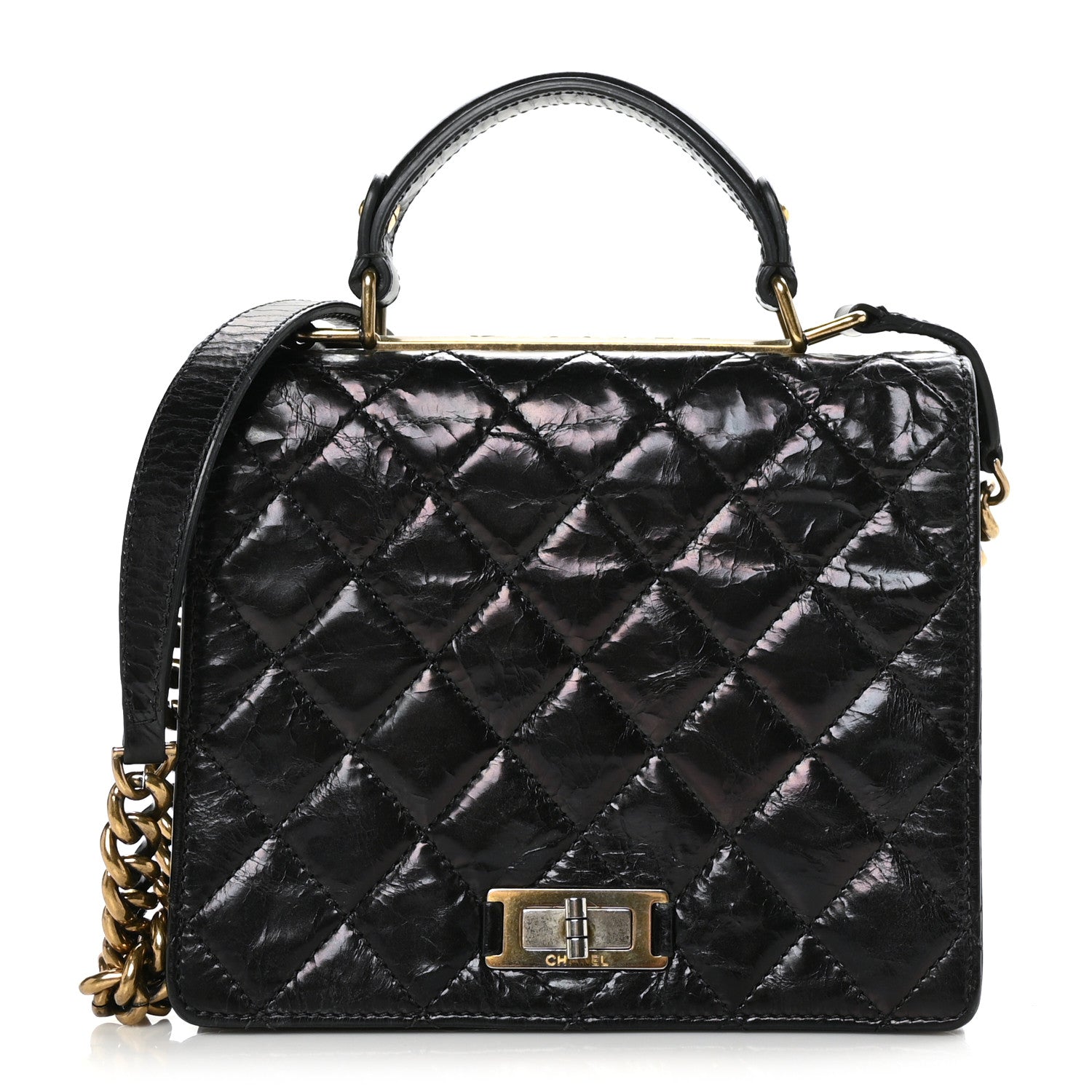 Chanel Glazed Calfskin Quilted Rita Top Handle Flap Black 1 of 9