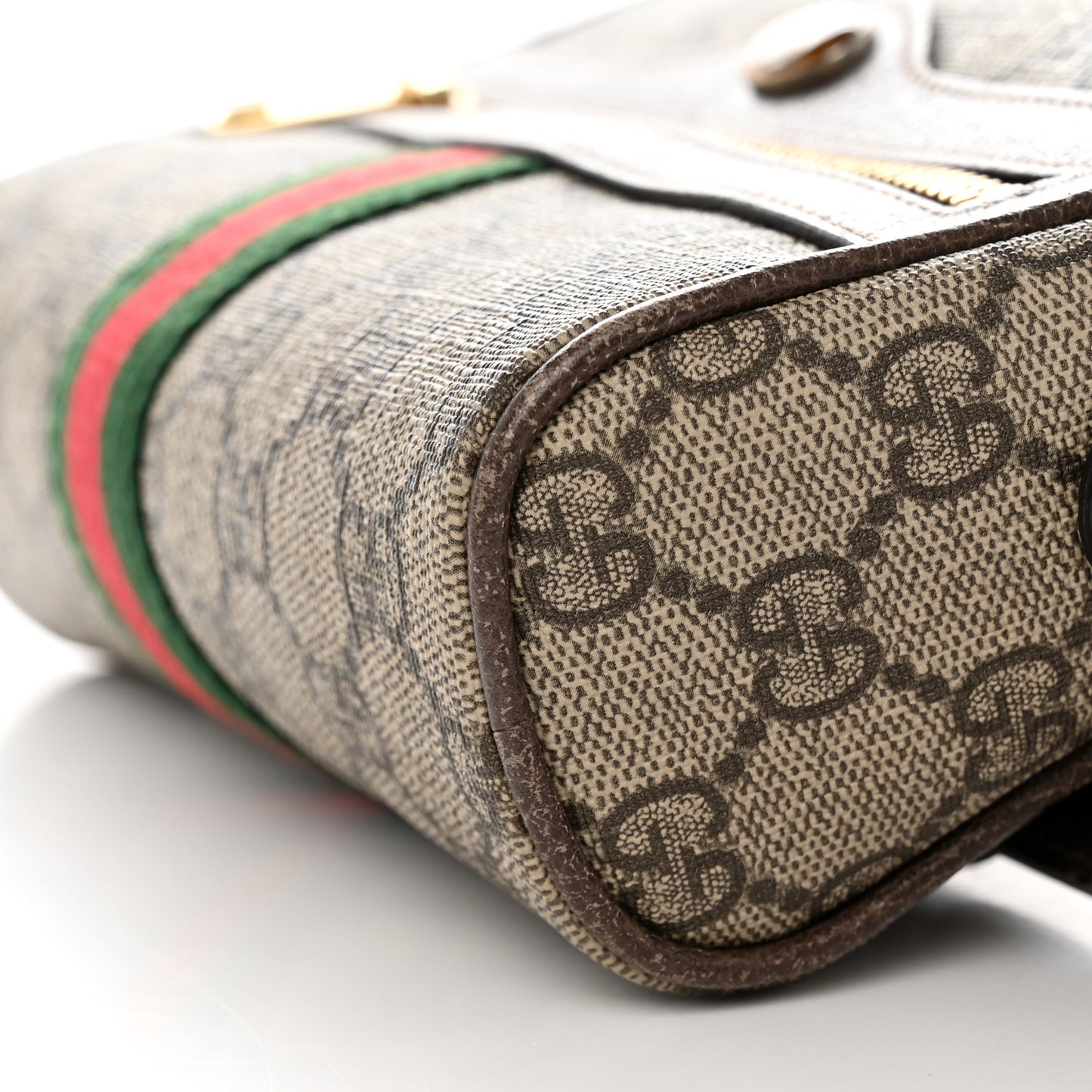 GG Supreme Monogram Web Small Ophidia Belt Bag 85 34 Dark Brown