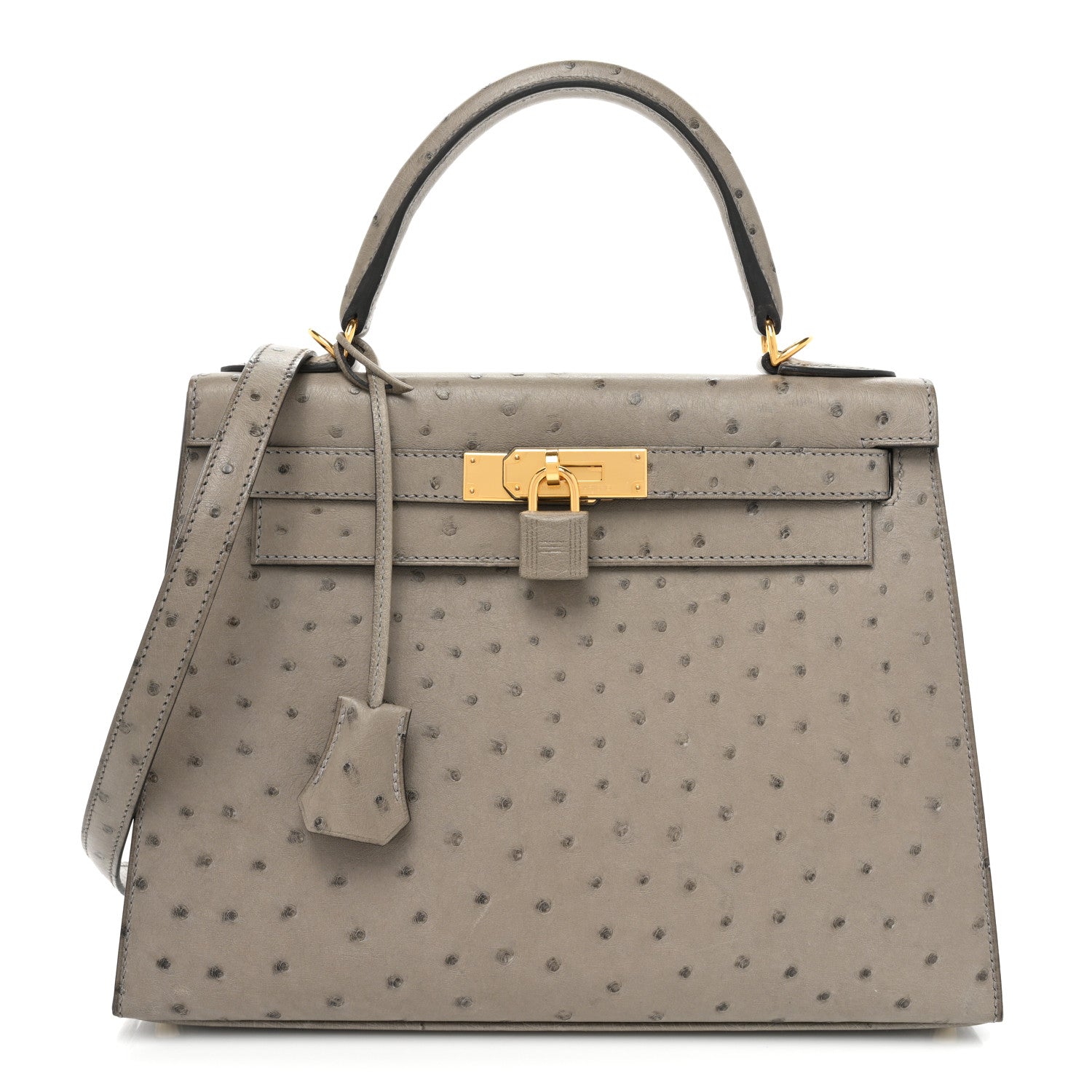Hermes Ostrich Kelly Sellier 28 Gris Tourterelle 1 of 13