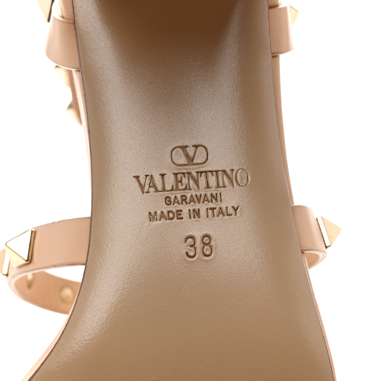 Valentino Garavani Calfskin Rockstud 60mm City Sandals 38 Sabbia