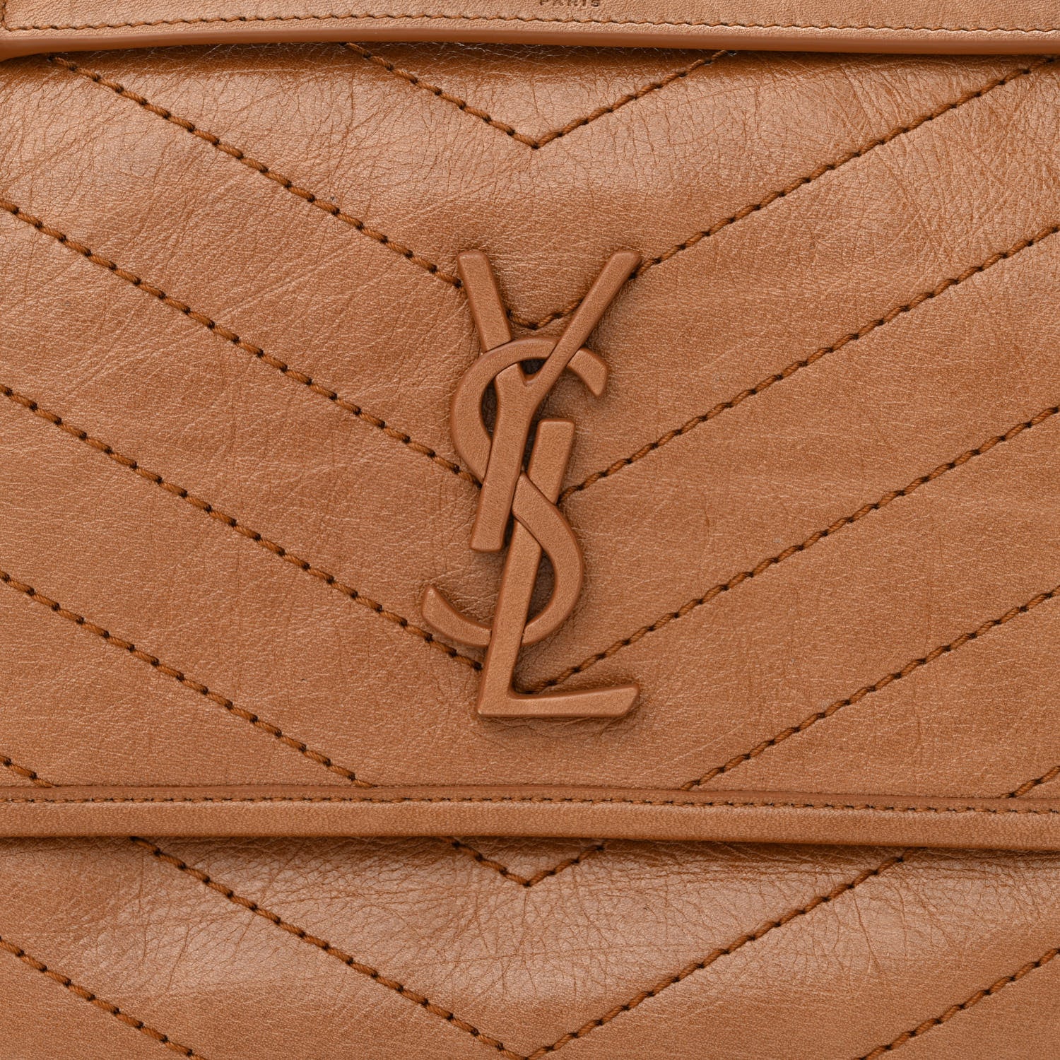 Saint Laurent Crinkled Calfskin Matelasse Monogram Medium Niki Chain Satchel Light Caramel 8 of 10